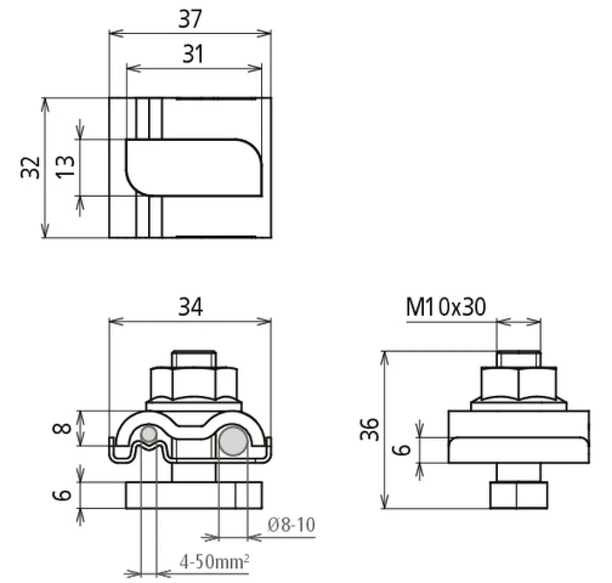 Dehn 540262 Uni earth clamp w. hammer head screw, self-locking nut w. serr. bearing M10 (img_002) Dehn 540262 Uni earth clamp w. hammer head screw, self-locking nut w. serr. bearing M10 (img_002)
