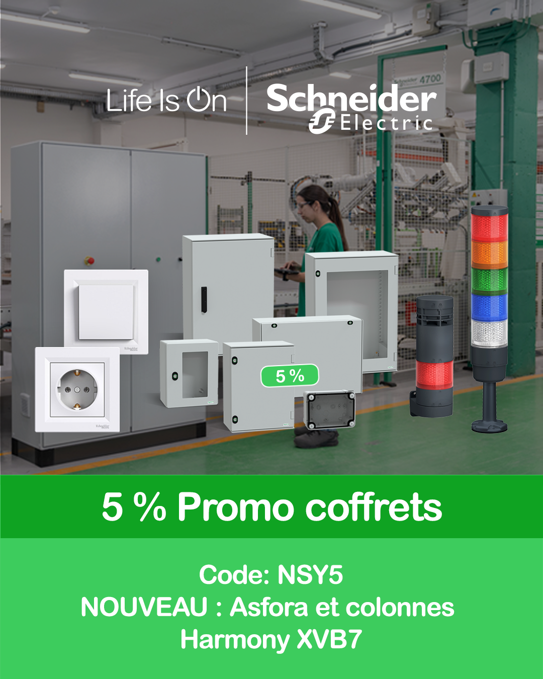 5% de réduction sur les coffrets Schneider Electric — code NSY5