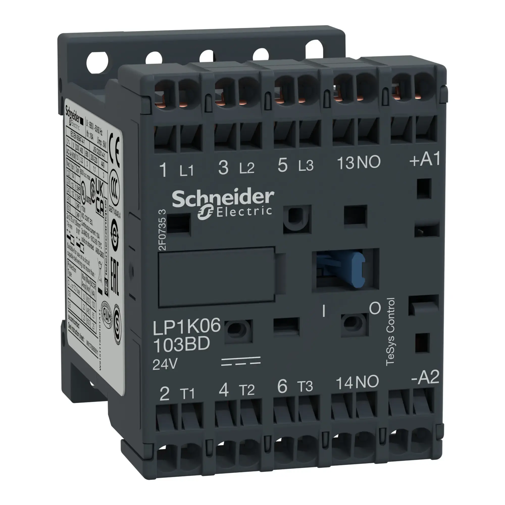 Schneider Electric LP1K12103BD Power contactor LP1K 3p, +1NC, 5.5 kW, 12 A, 400 V AC3, coil 24 V DC (img_002)