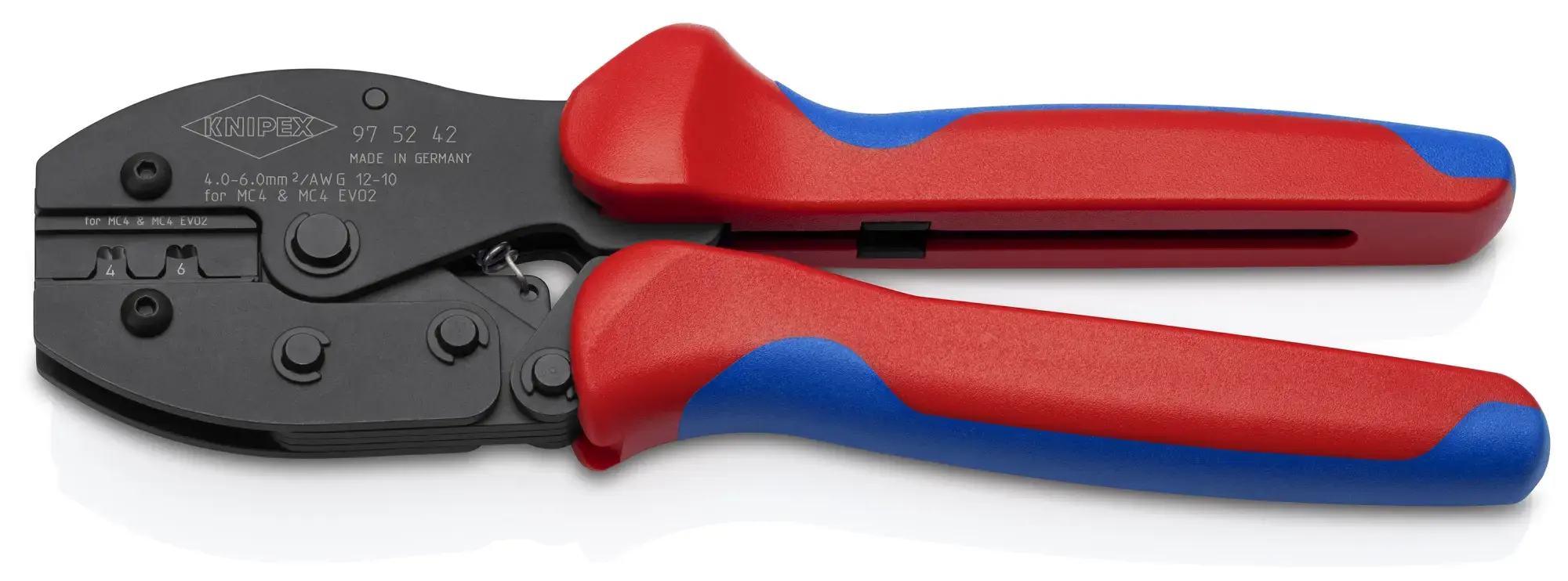 Knipex 97 52 42 PreciForce Pince à sertir pour connecteurs MC4®/MC4® Evo 2 avec poignées multimatières brunie 220 mm (img_005)