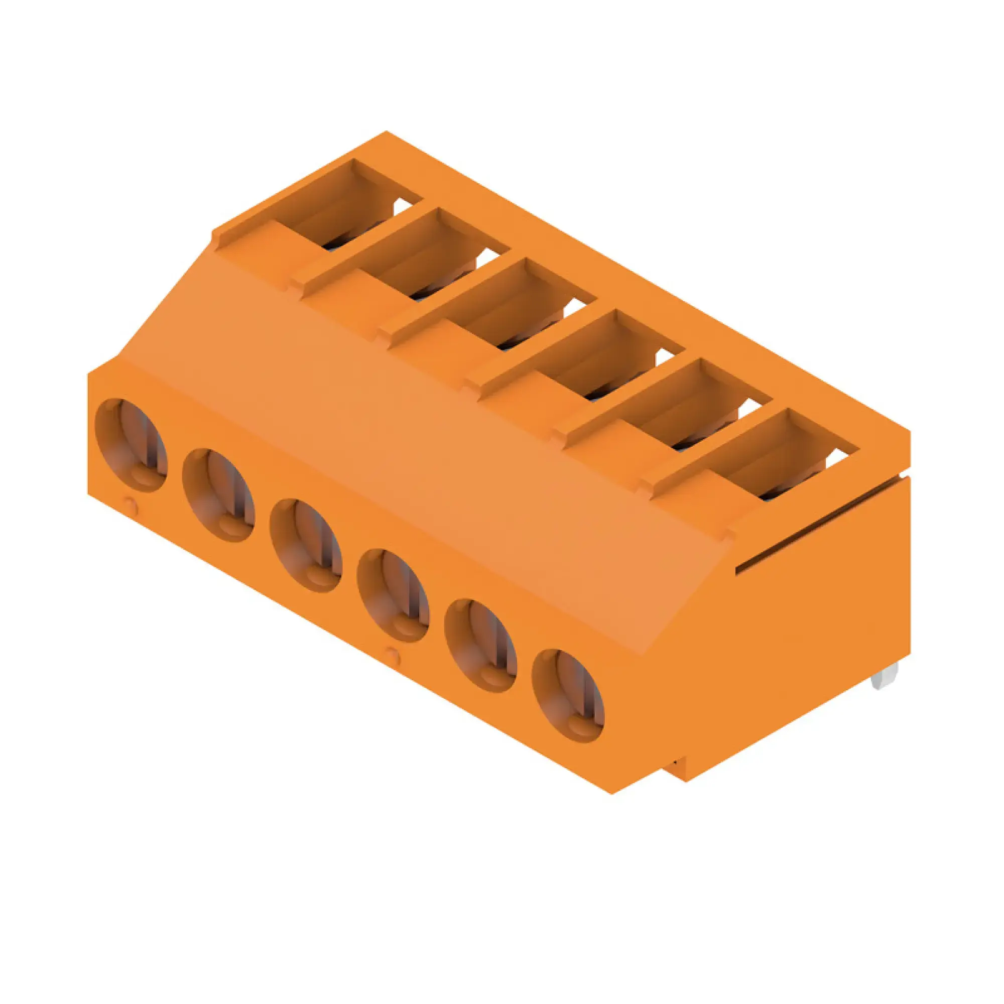 Weidmüller 2429540000 PCB terminal, 320 V, 32.5 A, Pitch in mm: 5.00, 6 mm², Number of poles: 6, Clamping yoke connection, THT solder connection, 180°, Box (img_001)