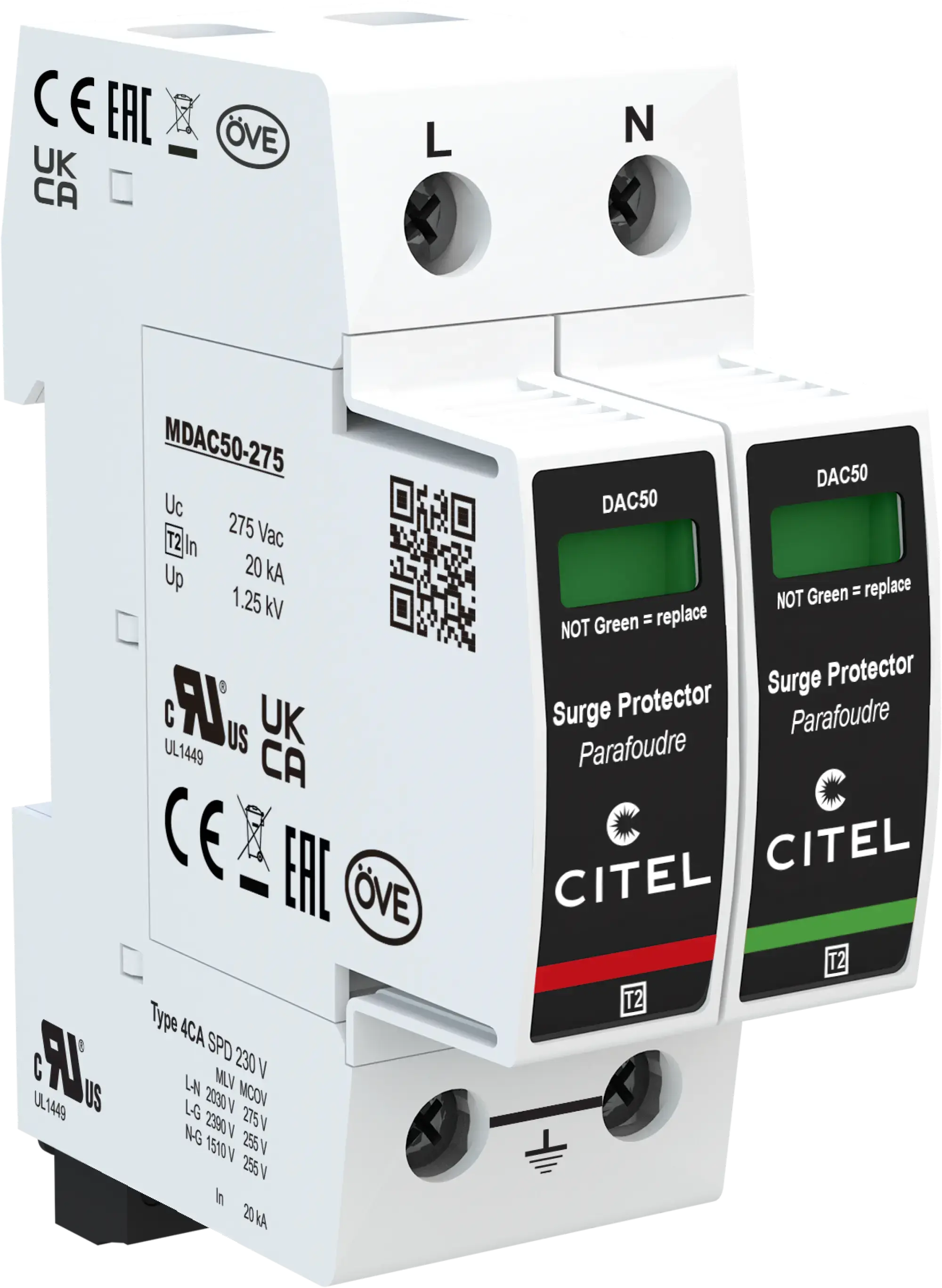 Citel 821110242 Überspannungsschutz 2-polig Typ 2 für 230/400 V TN-TT Netze (img_001)