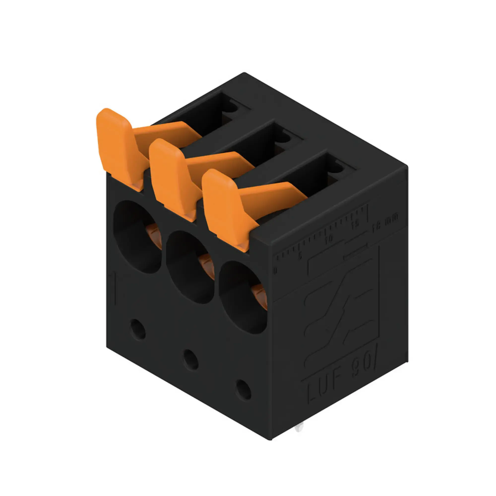 Weidmüller 2453700000 PCB terminal, 690 V, 92 A, Pitch in mm: 10.00, 16 mm², Number of poles: 3, PUSH IN with actuator, THT solder connection, 90°, Box (img_001)