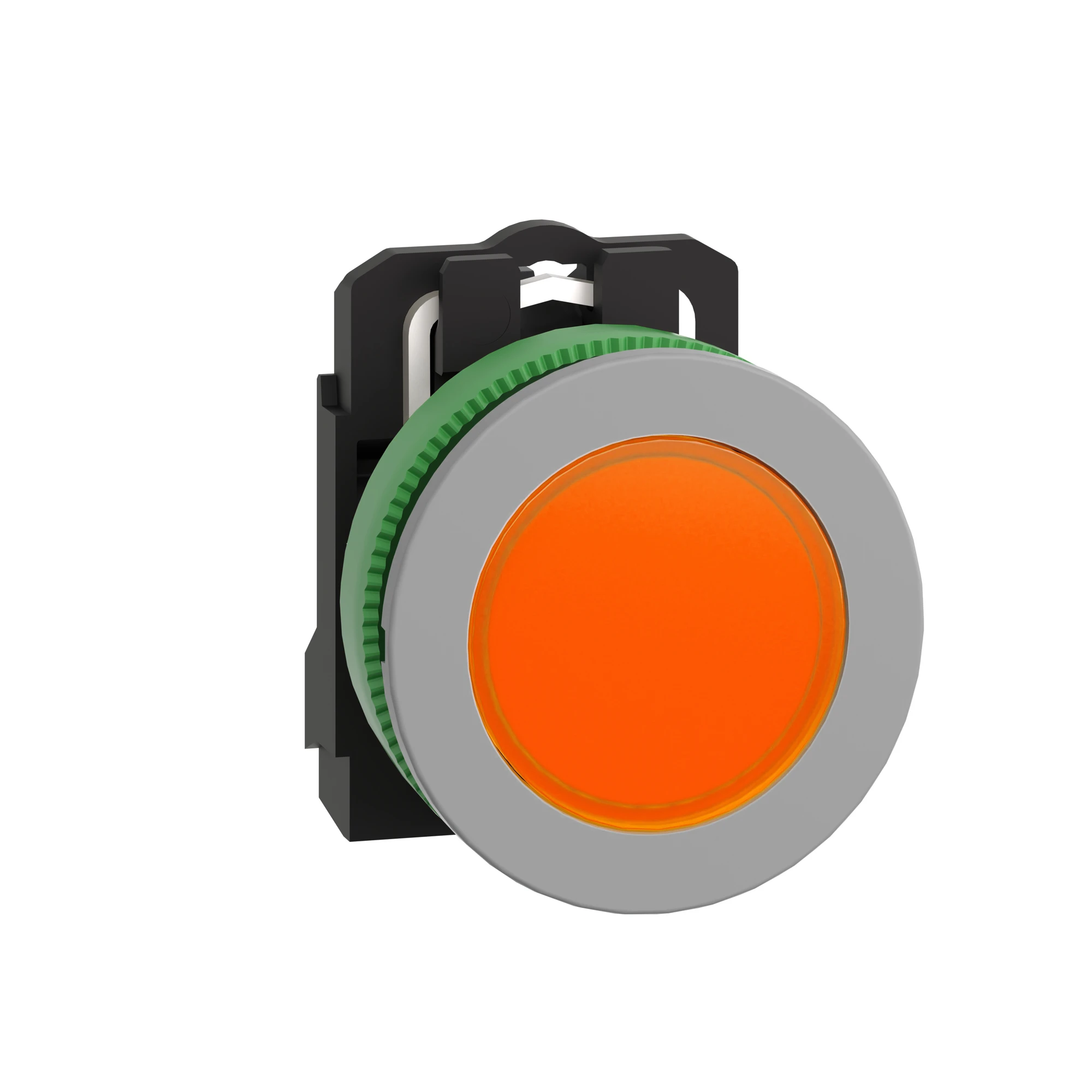 Schneider Electric XB5FVB5C0 Pilot light, Harmony XB5F, plastic, antimicrobial, orange, 30mm, universal LED, smooth dome, 24V ACDC (img_001)