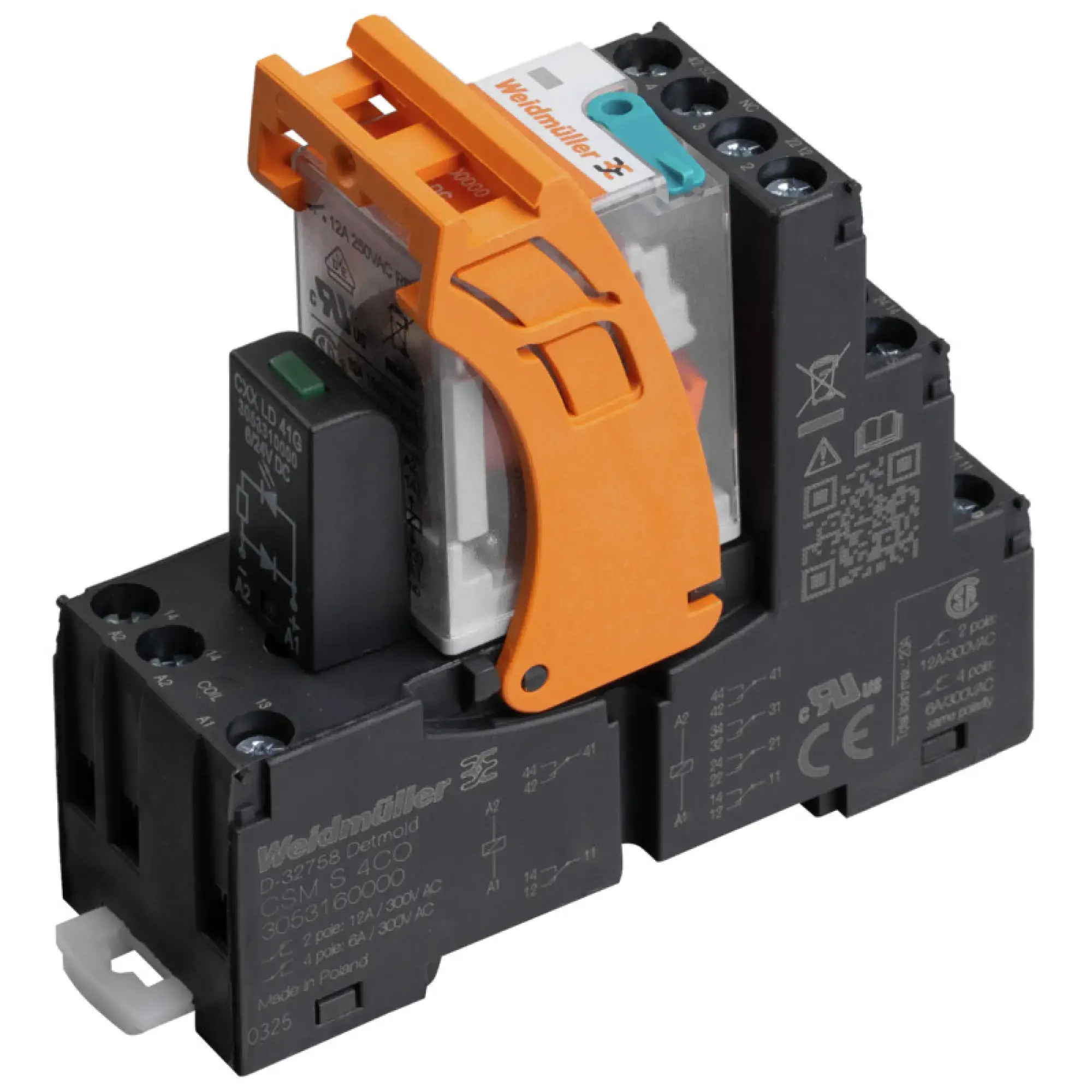 Weidmüller 3137290000 Relay module, 24 V DC +10 % / -20 %, Green LED, 4 CO contact (AgNi) , 250 V AC, 6 A, Screw connection CRMKIT S 24VDC 4CO L/D/PB (img_001)