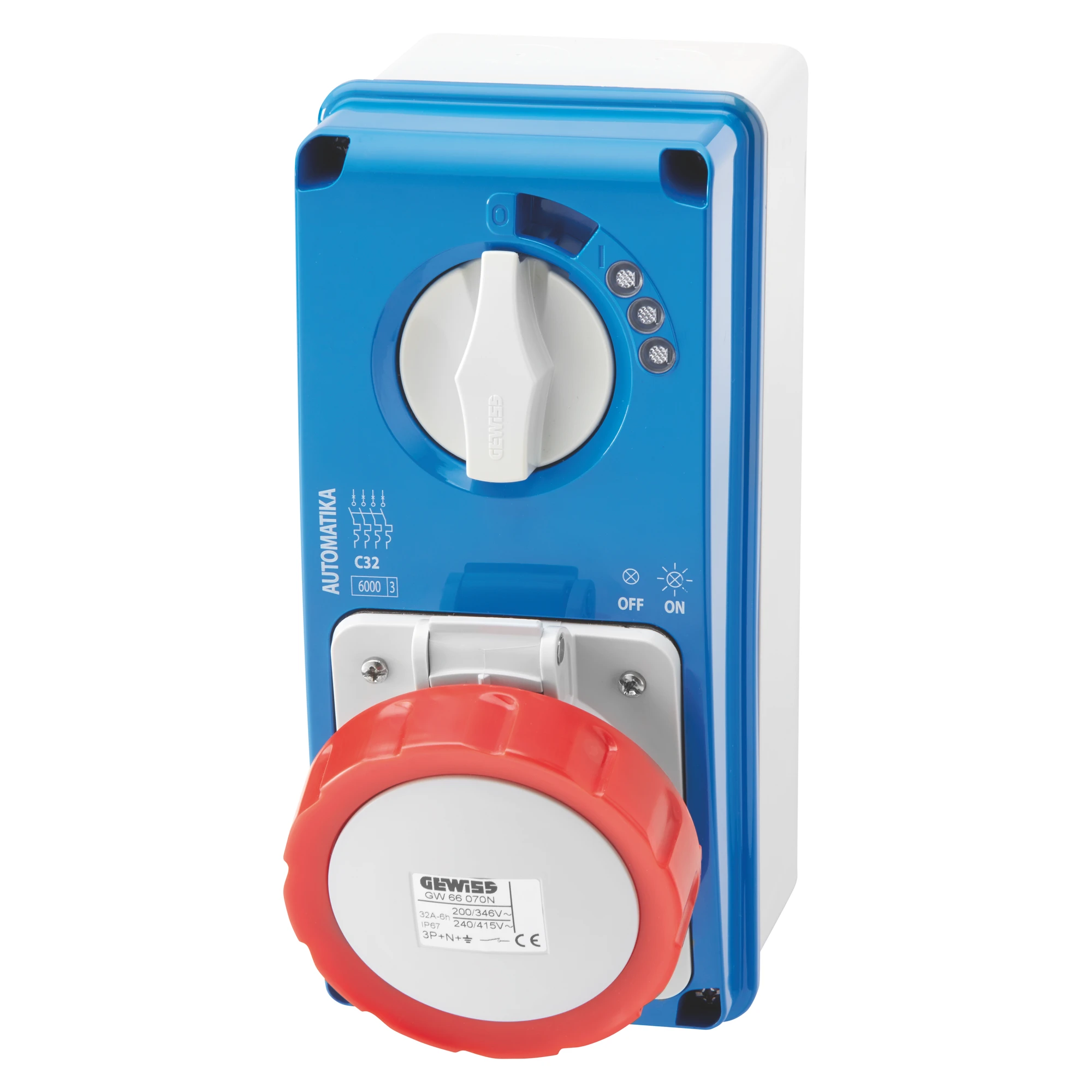 GEWISS GW66068N IEC Steckdose schaltbar/LS-Schalter senkrecht mit Gehaeuse 32A/3 pol. 400V IP67 (img_001) GEWISS GW66068N IEC Steckdose schaltbar/LS-Schalter senkrecht mit Gehaeuse 32A/3 pol. 400V IP67 (img_001)