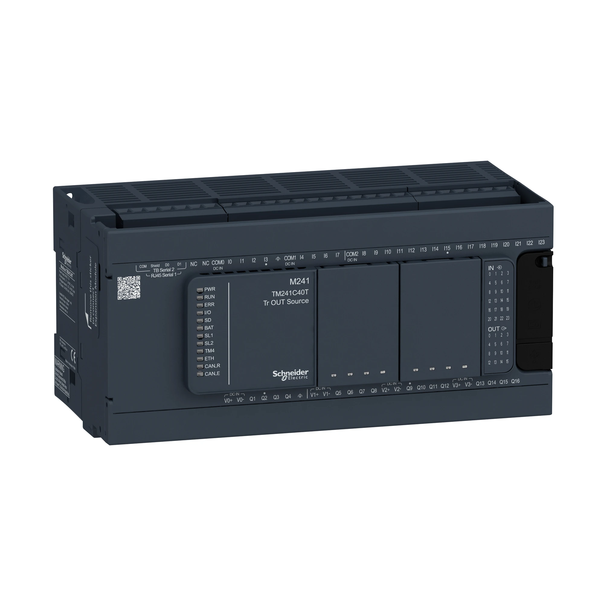 Schneider Electric TM241C40T PLC Control, Modicon M241, 40 I/O, 2x Modbus, 24 VDC, Source Transistor, Screw Terminals (img_001)