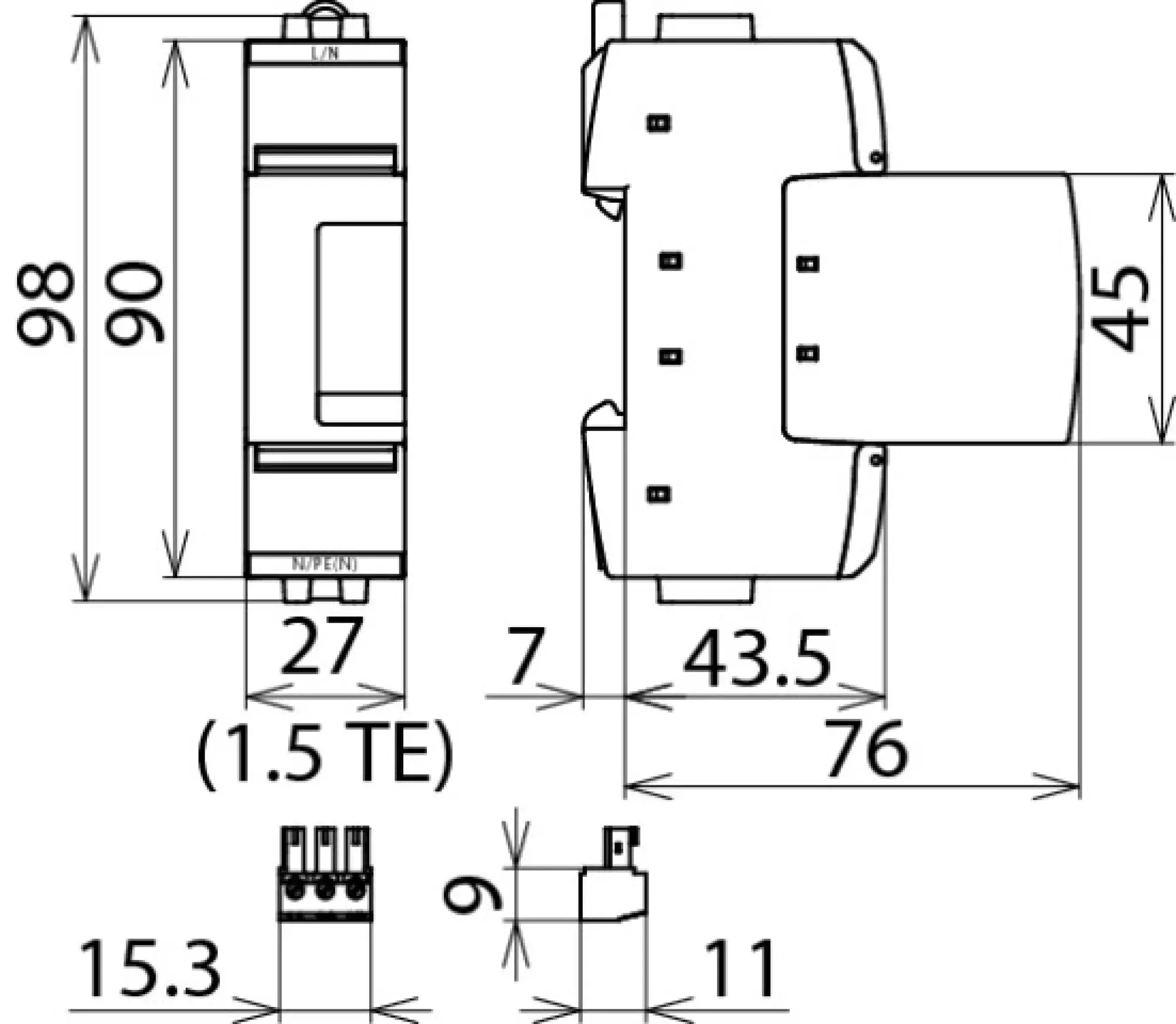 Dehn 952940 Surge arrester Type 2 DEHNguard SE 1-pole Uc 1000V AC, varistor + GDT (img_002)
