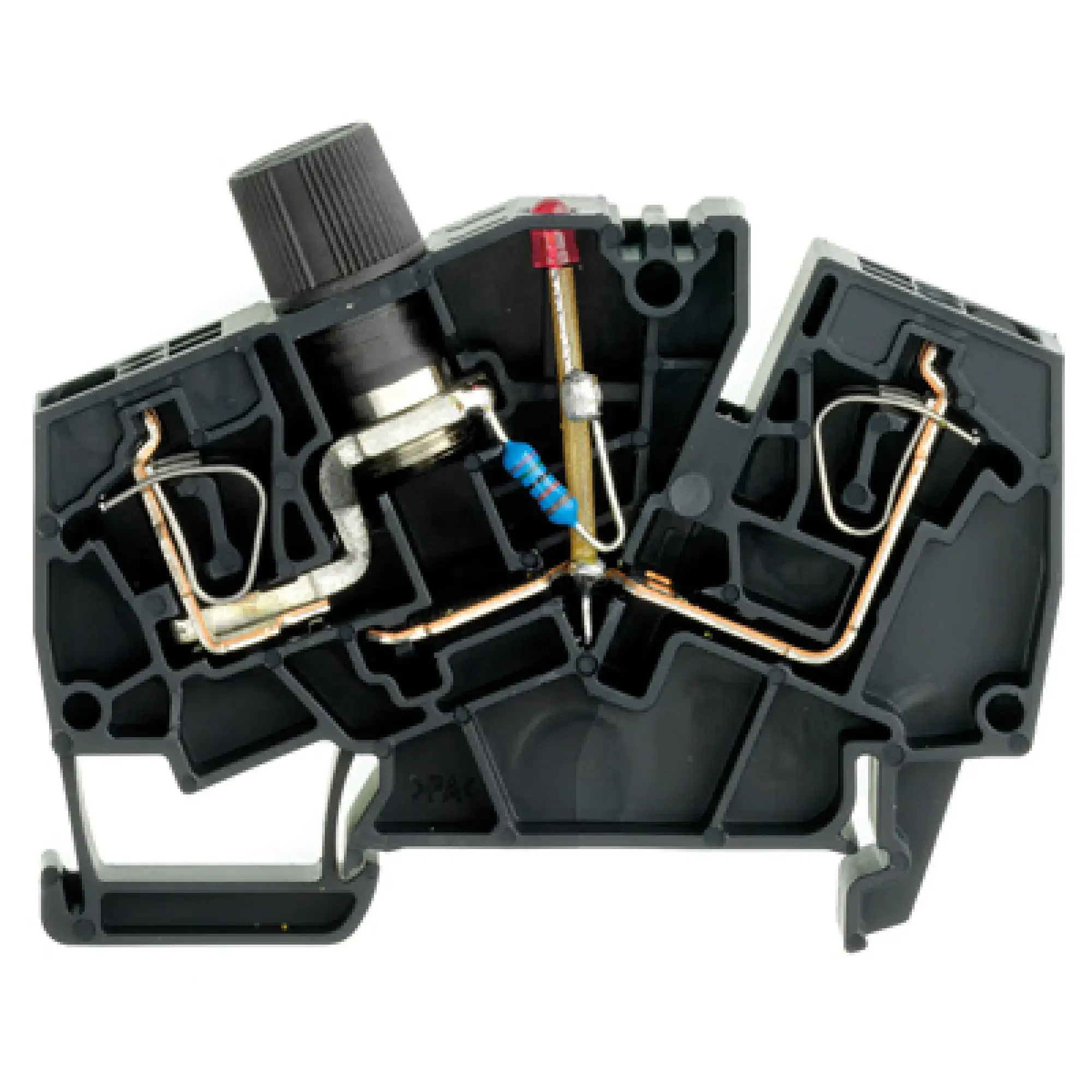 Weidmüller 1867420000 Fuse terminal, Tension-clamp connection, black, 2.5 mm², 10 A, 150 V, Number of connections: 2, Number of levels: 1, TS 35 (img_001) Weidmüller 1867420000 Fuse terminal, Tension-clamp connection, black, 2.5 mm², 10 A, 150 V, Number of connections: 2, Number of levels: 1, TS 35 (img_001)