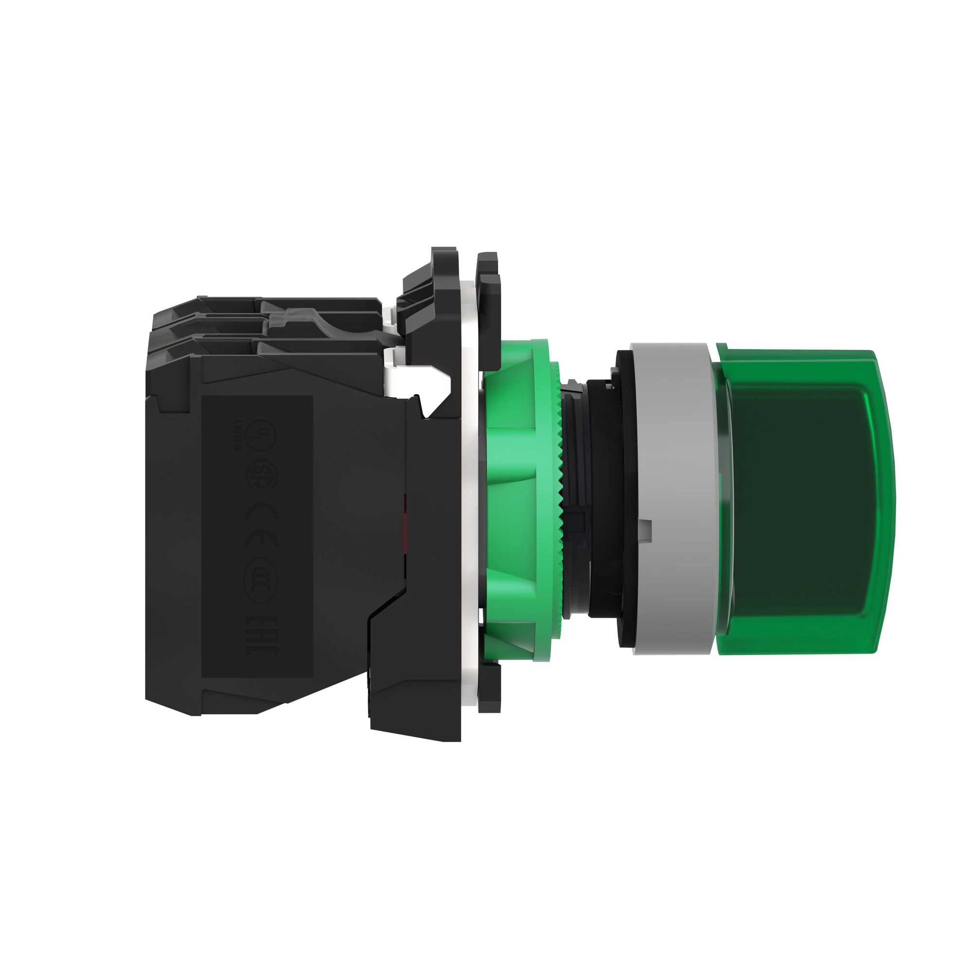 Schneider Electric XB5AK133B5C0 Illuminated Selector Switch, Harmony XB5, Plastic, Light Grey, Green, 22mm, Universal LED, 3 Positions, 1NO+1NC, 24V ACDC (img_003)