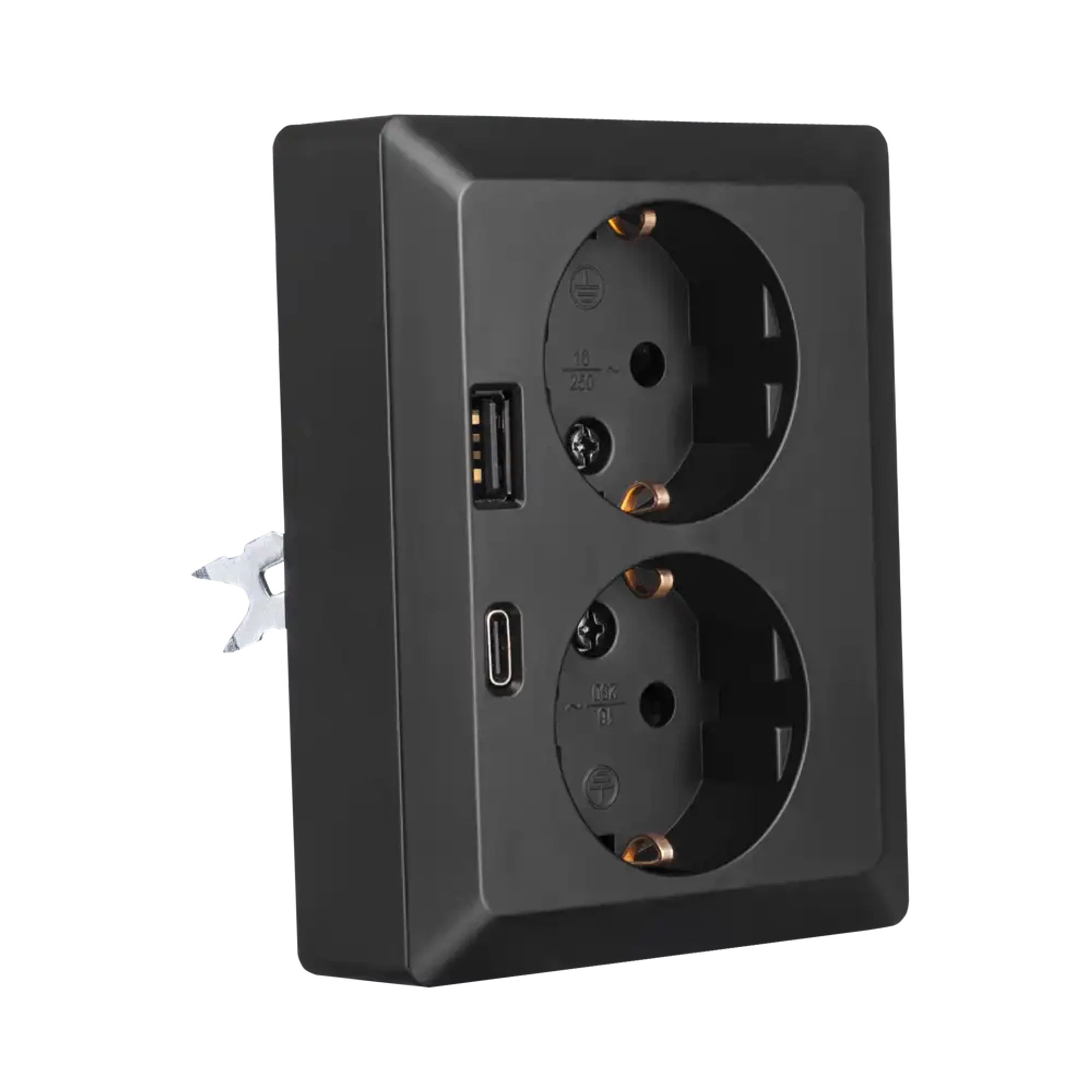ION INDUSTRIES 10.300.616 Wall socket Half-Mounted 2-gang USB A + USB C Matt Black (img_002) ION INDUSTRIES 10.300.616 Wall socket Half-Mounted 2-gang USB A + USB C Matt Black (img_002)