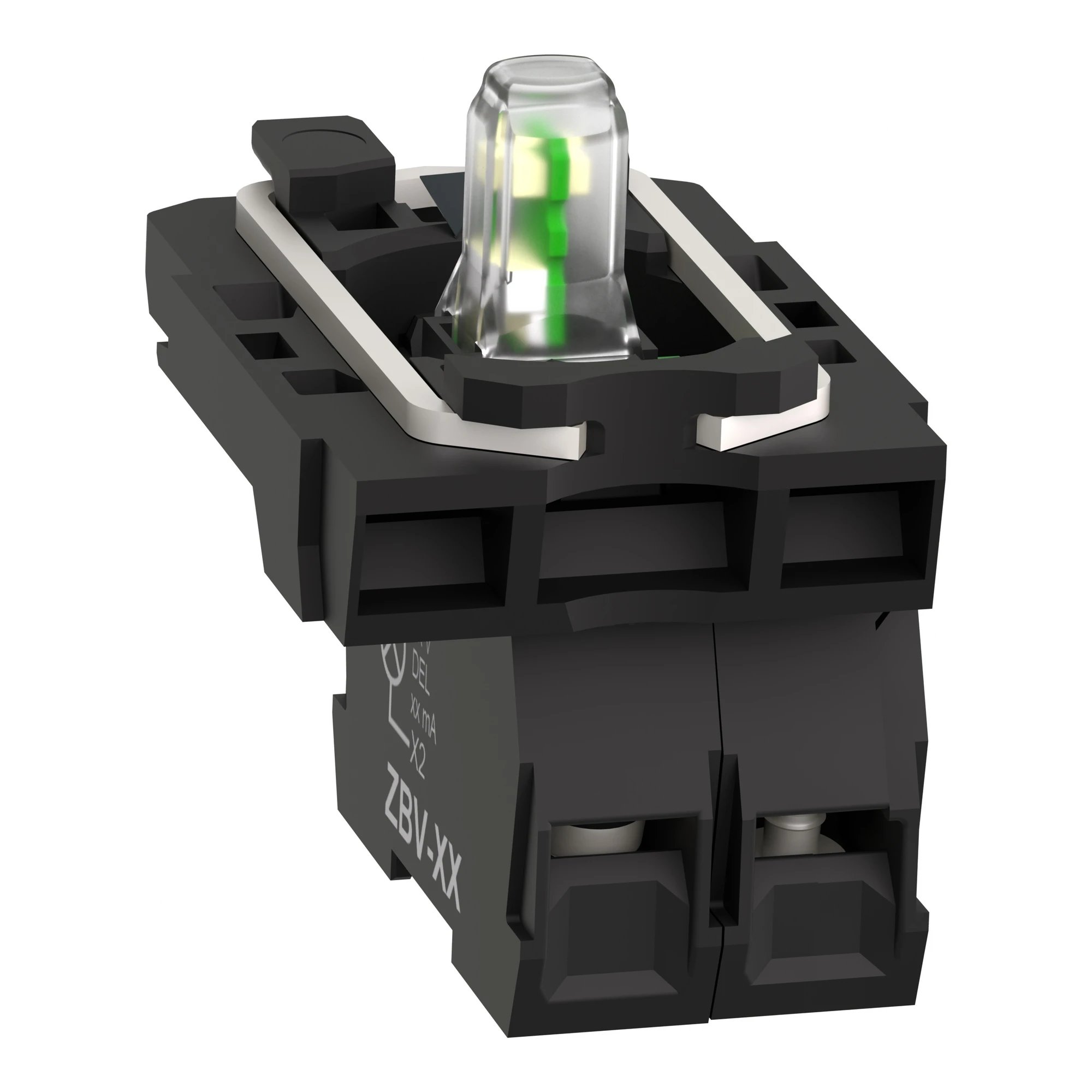 Schneider Electric ZB5AW0G11 Auxiliary contact block, Harmony XB5, plastic, white, universal LED, with mounting flange, 1S, 110-120V AC (img_006) Schneider Electric ZB5AW0G11 Auxiliary contact block, Harmony XB5, plastic, white, universal LED, with mounting flange, 1S, 110-120V AC (img_006)