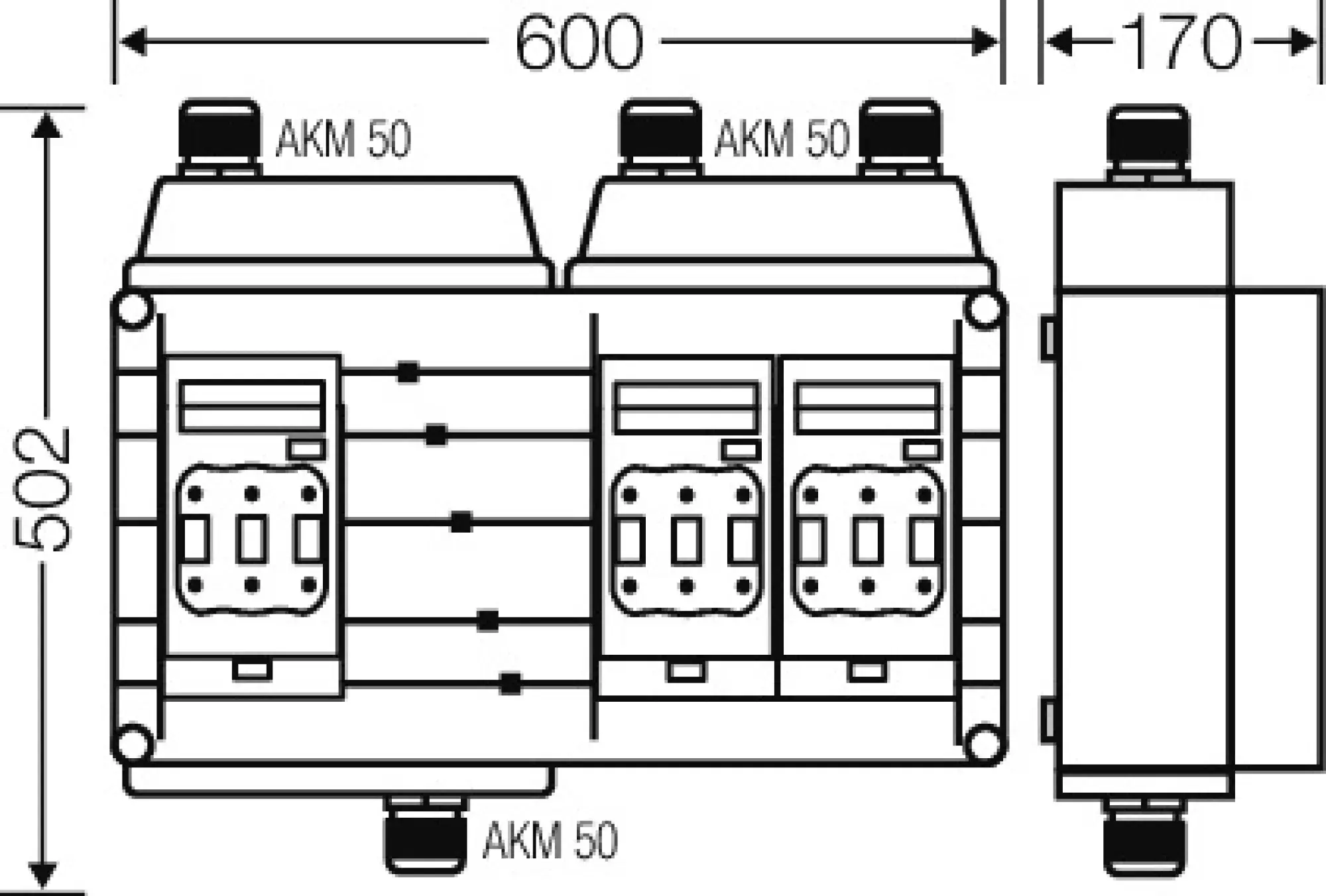 Hensel 20001443 Mi-Hauptleitungsverteiler 3x3xNH 00 , 125 A, 5polige Sammelschiene 250 A HV 0100 (img_003)