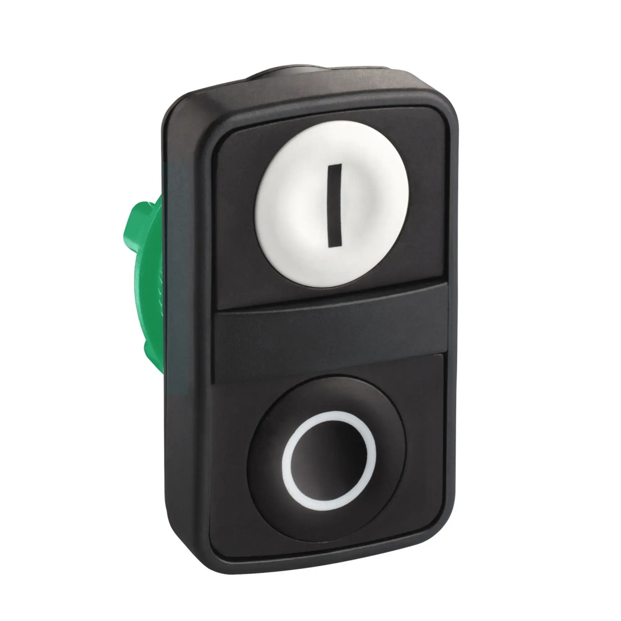 Schneider Electric ZB5AA7121 Double push-button, front element, Harmony XB5, plastic, 22mm, black, white, labeled I/O, momentary (img_008)