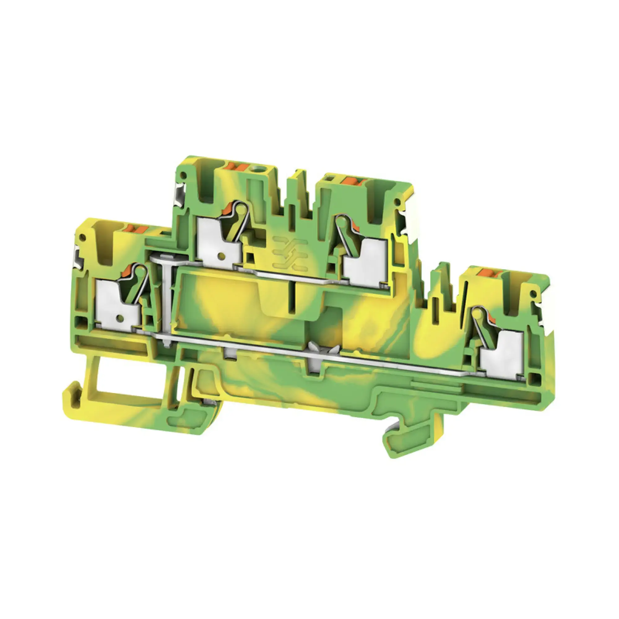 Weidmüller 2675150000 Multi-tier PE terminal, PUSH IN, Green/yellow, 2.5 mm², 800 V, Number of connections: 4, Number of levels: 2, TS 35, V-0, Wemid (img_001)