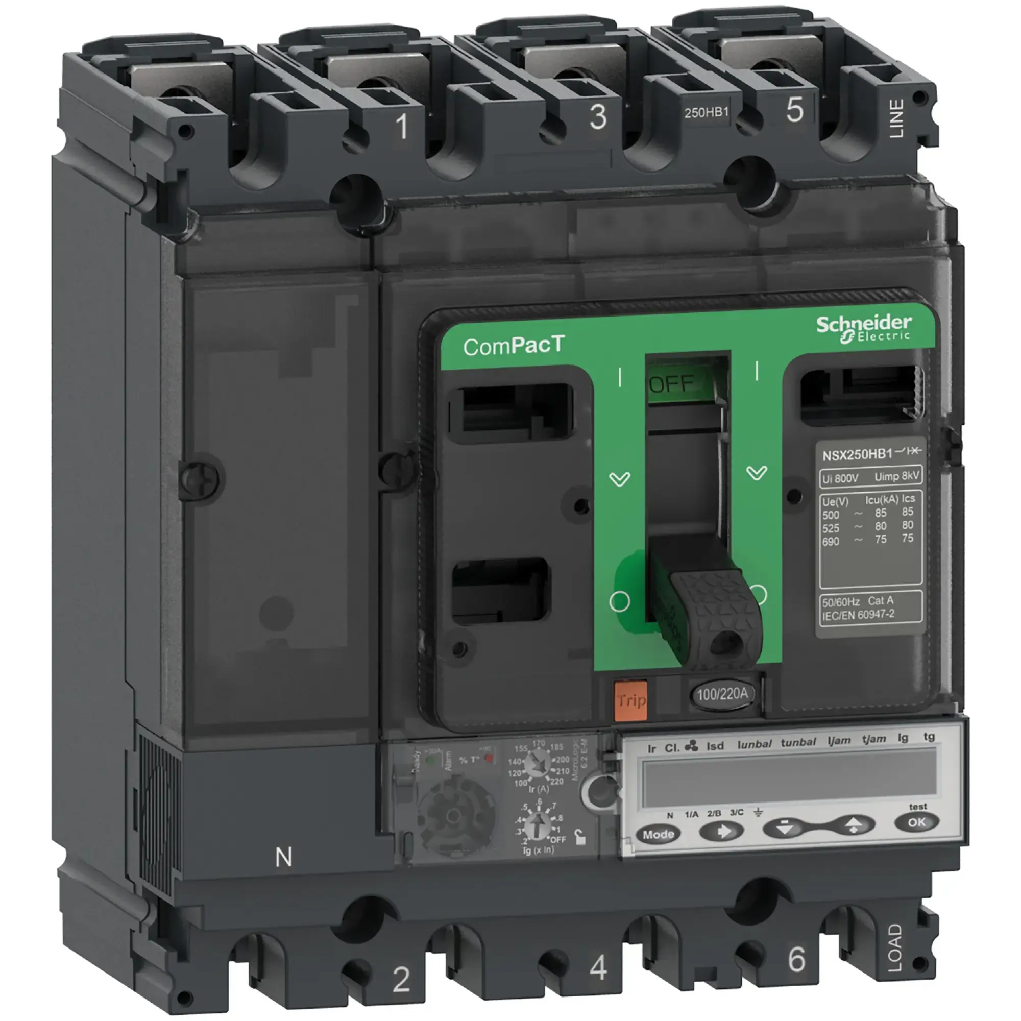 Schneider Electric C10R36M025 Compact Power Circuit Breaker ComPacT NSX100R with Micrologic 6.2 E-M 3P3D 25 A, 200kA/415V AC (img_002) Schneider Electric C10R36M025 Compact Power Circuit Breaker ComPacT NSX100R with Micrologic 6.2 E-M 3P3D 25 A, 200kA/415V AC (img_002)