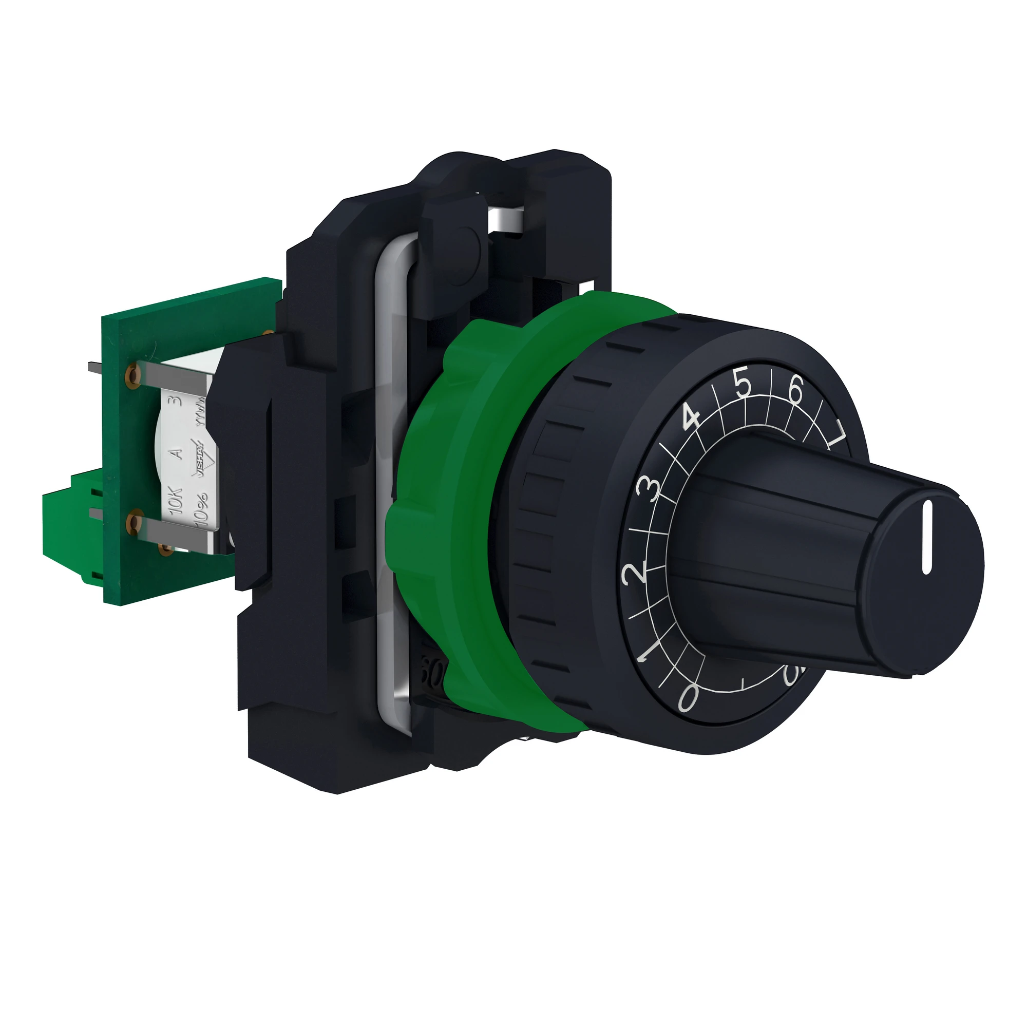 Schneider Electric XB5AD912R10K Potentiometer, Complete Device, Harmony XB5, Plastic, Black, 22mm, Resistance 10K Ohm (img_001)