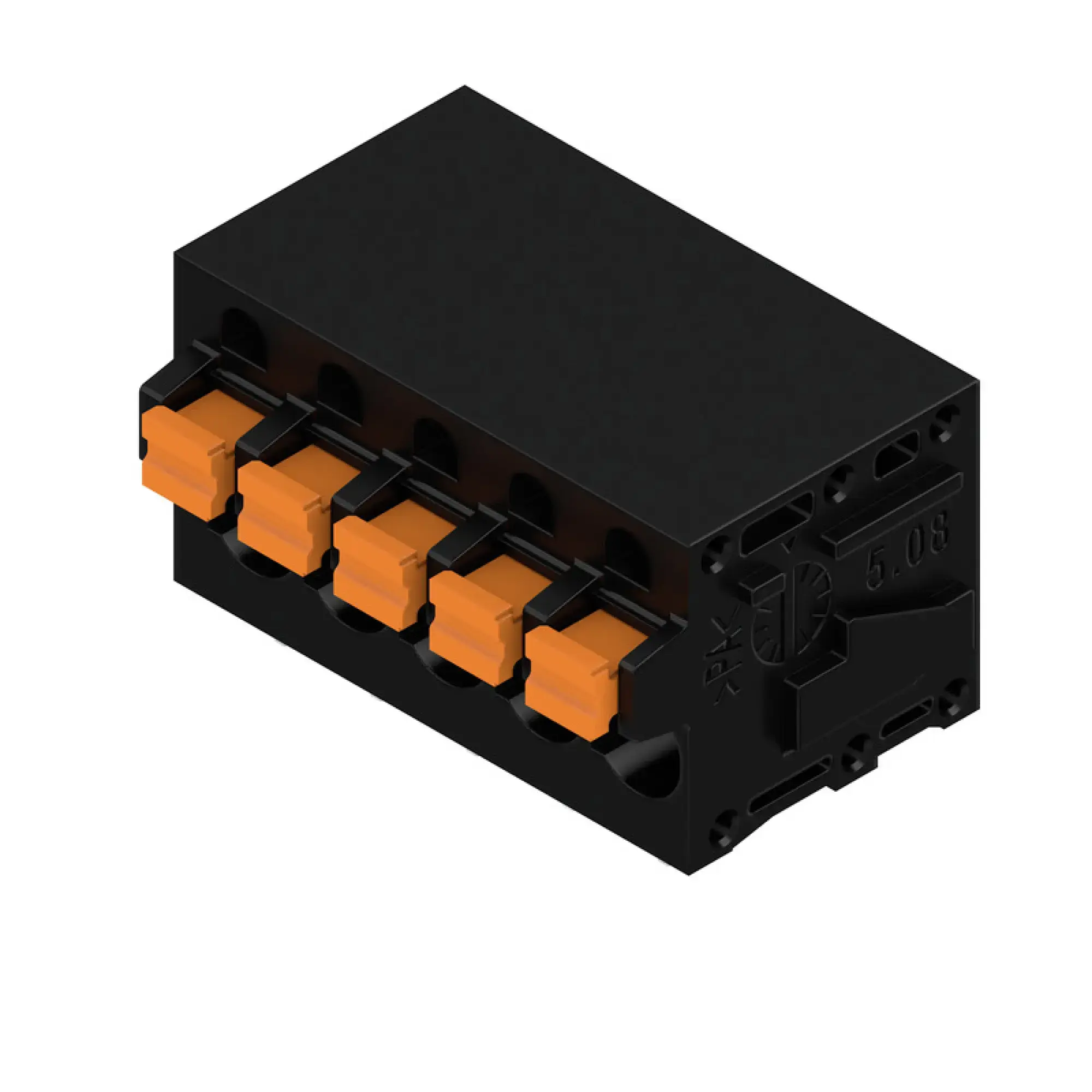 Weidmüller 1425840000 PCB terminal, 320 V, 24 A, Pitch in mm: 5.08, 2.5 mm², Number of poles: 5, PUSH IN with actuator, THT solder connection, 90°, Box (img_001) Weidmüller 1425840000 PCB terminal, 320 V, 24 A, Pitch in mm: 5.08, 2.5 mm², Number of poles: 5, PUSH IN with actuator, THT solder connection, 90°, Box (img_001)