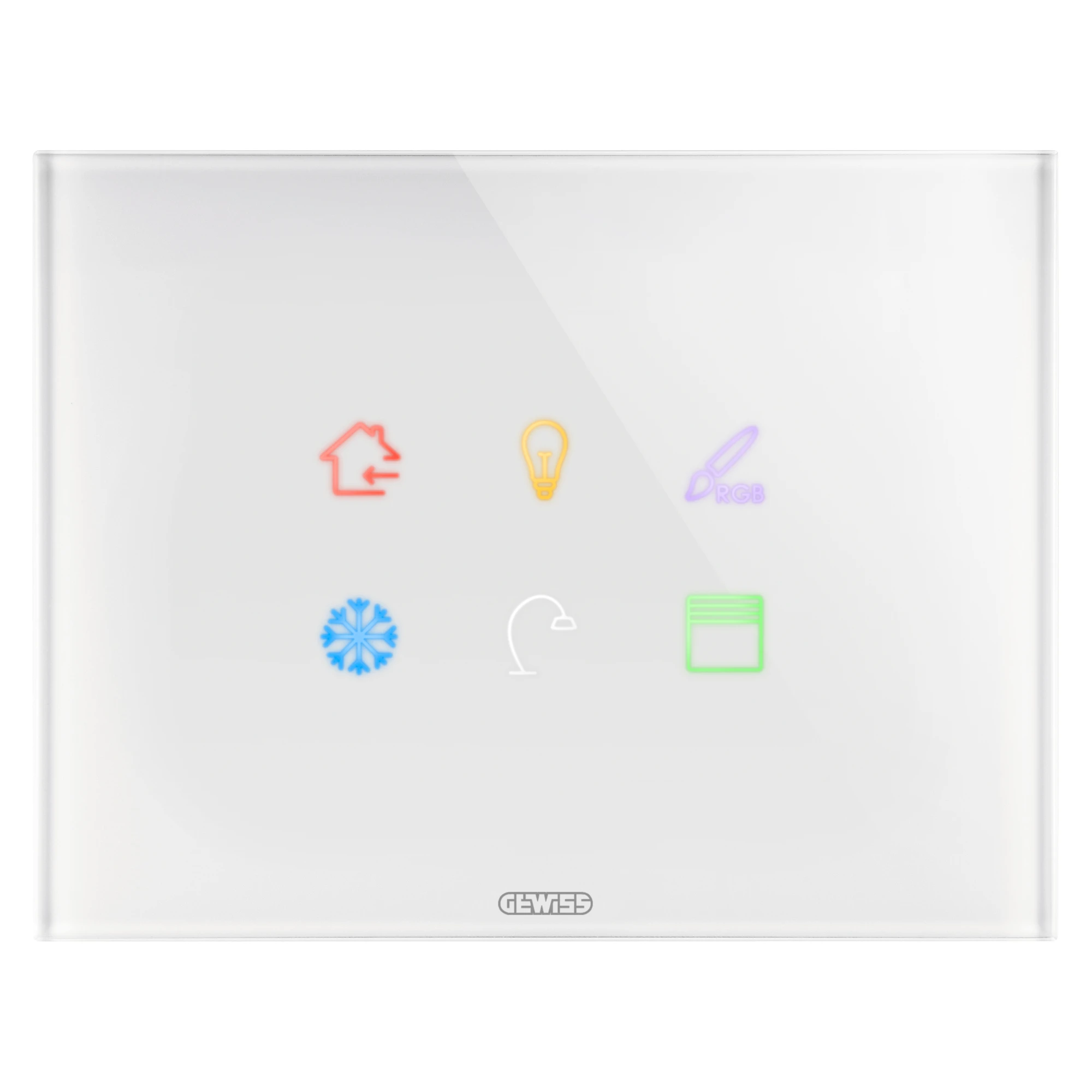 GEWISS GW16946CB ICE TOUCH PLATE KNX - IN GLASS - 6 TOUCH AREAS - WHITE - CHORUSMART (img_001)