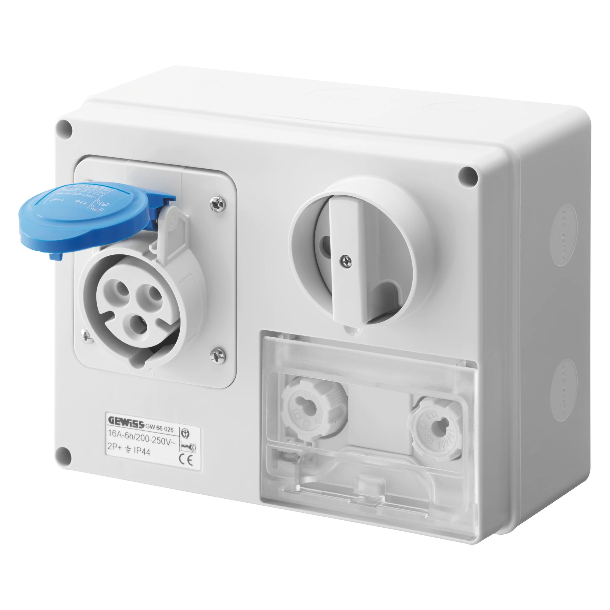 GEWISS GW66038 FIXED INTERLOCKED HORIZONTAL SOCKET-OUTLET - WITH BOTTOM - WITH FUSE-HOLDER BASE - 3P+E 32A 200-250V - 50/60HZ 9H CBF - IP44 (img_001) GEWISS GW66038 FIXED INTERLOCKED HORIZONTAL SOCKET-OUTLET - WITH BOTTOM - WITH FUSE-HOLDER BASE - 3P+E 32A 200-250V - 50/60HZ 9H CBF - IP44 (img_001)