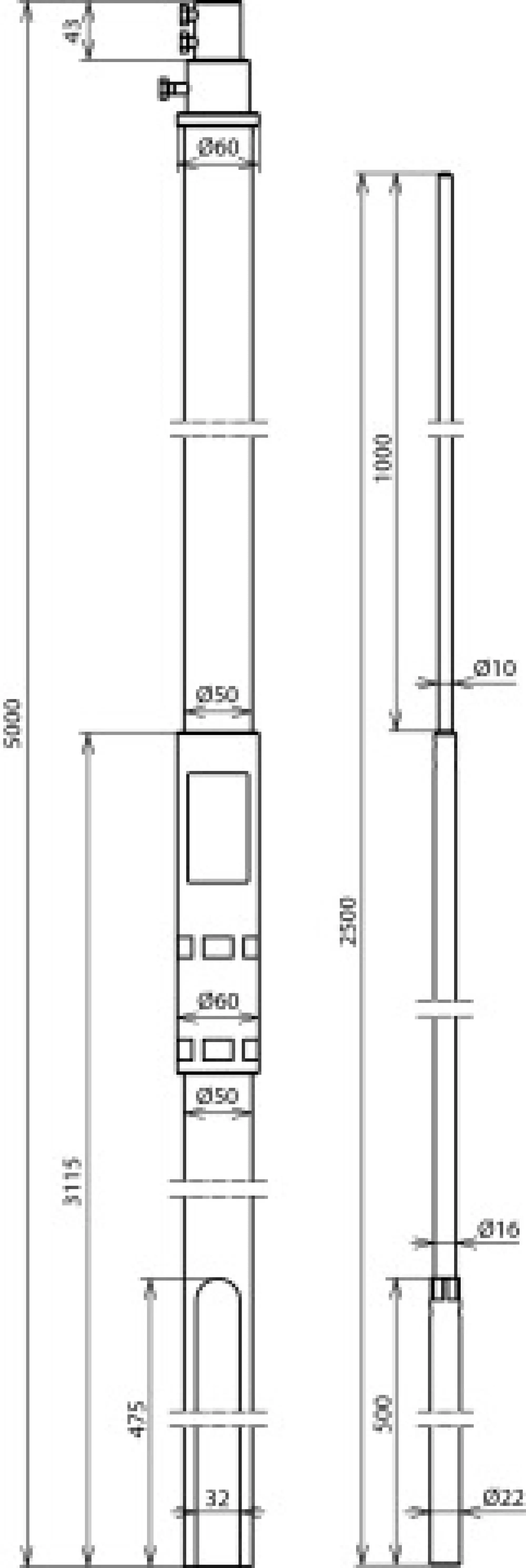 Dehn 105395 Supp.tube D 50mm L 5000mm GRP/StSt, air- term.rod D 22/16/10mm L 2.5m, lat. outlet (img_004)
