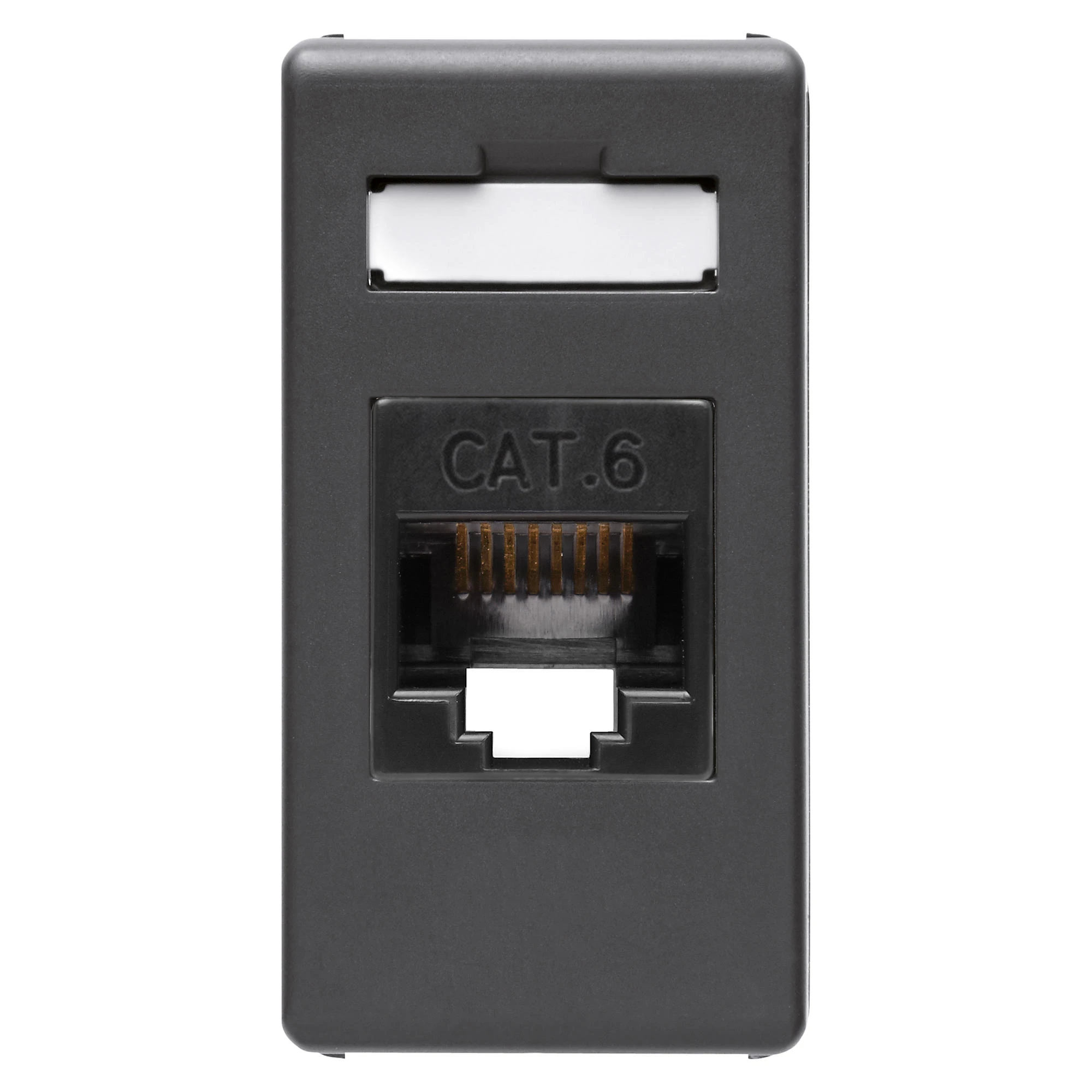 GEWISS GW21684 RJ45 CONNECTOR - 4 PAIR - CATEGORY 6 - UTP - TOOLLESS - 1 MODULE - SYSTEM BLACK (img_001)