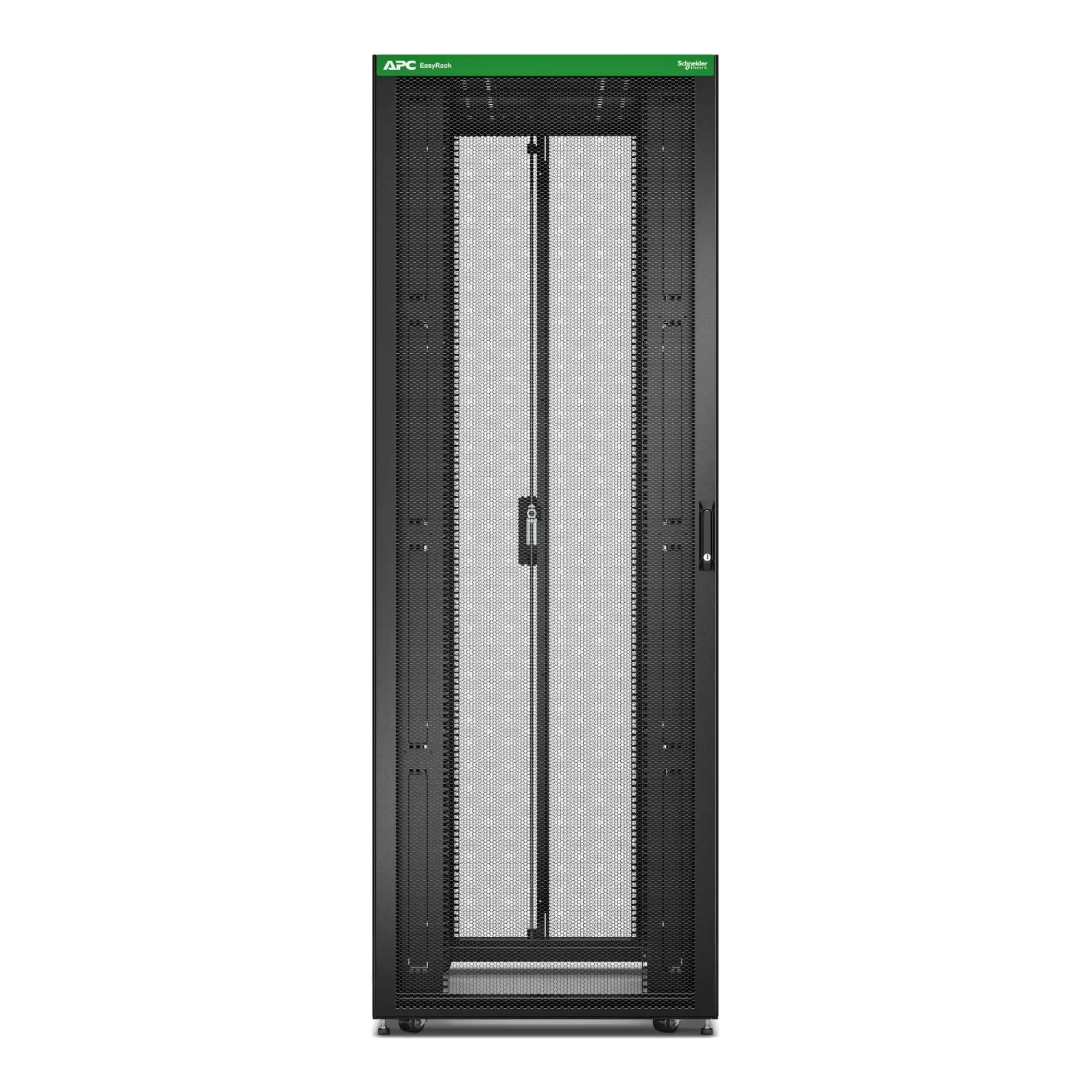 APC ER8800 Easy Rack 800mm/48HE/1000mm, mit Dach, Rollen, Füßen und 4 Halterungen, ohne Seitenteile, Boden, schwarz (img_002)