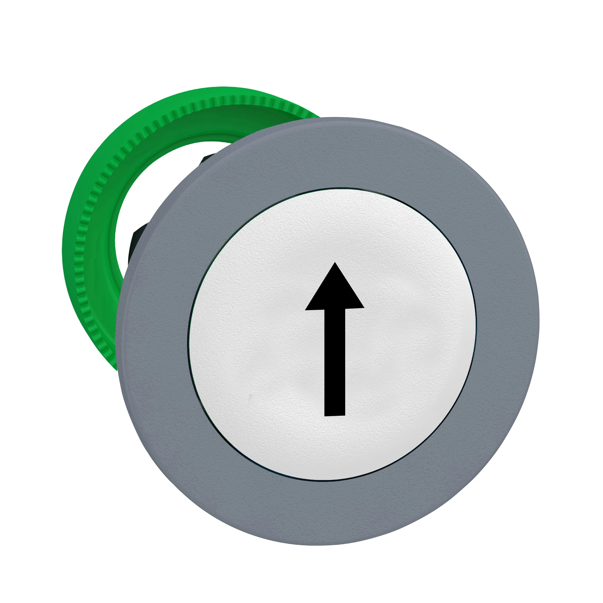 Schneider Electric ZB5FA334C0 Push Button, Front Element, Harmony XB5F, Plastic, 30mm, Light Grey, White, Labeled Arrow, Momentary (img_001)
