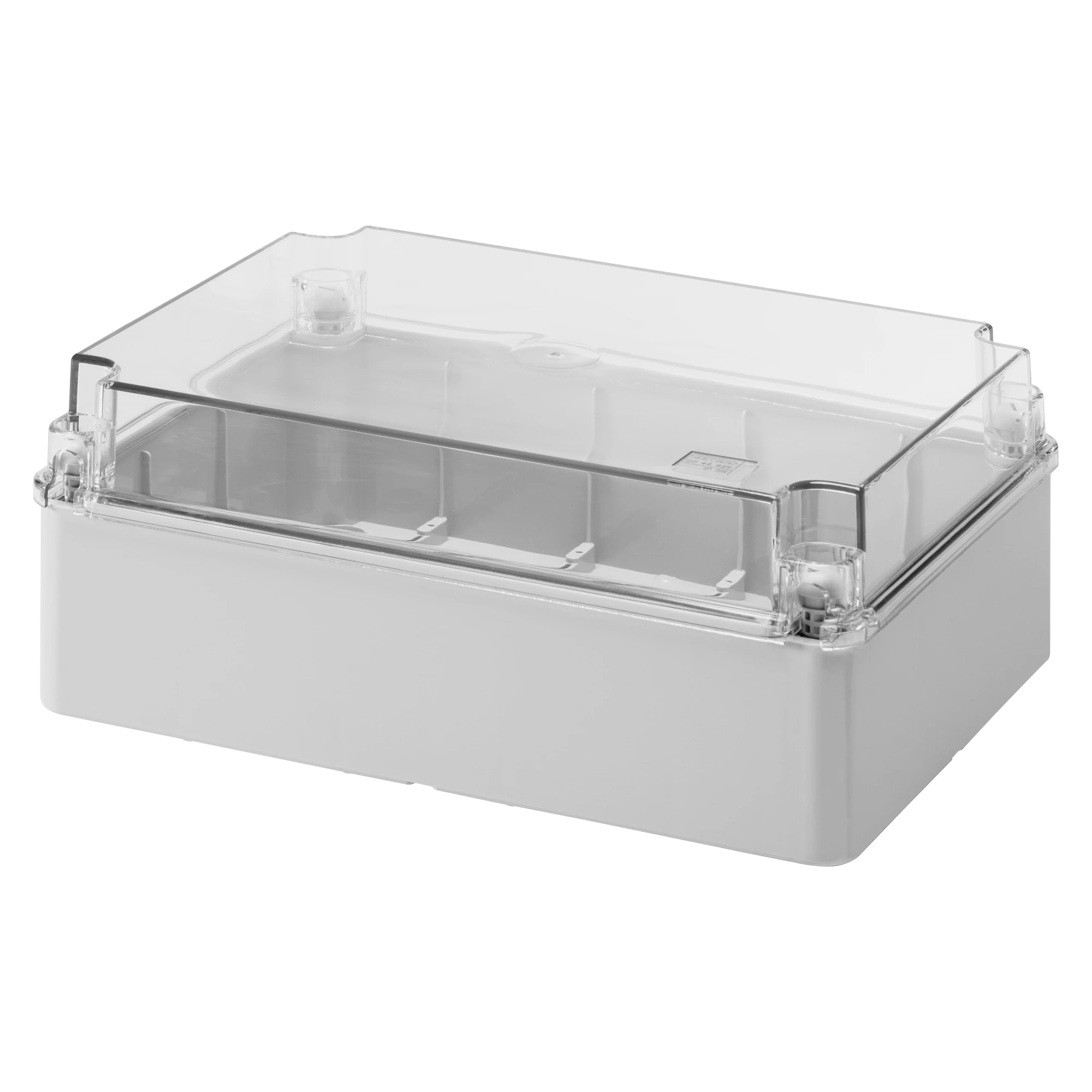GEWISS GW44429 BOX FOR JUNCTIONS AND FOR ELECTRIC AND ELECTRONIC EQUIPMENT - WITH TRANSPARENT PLAIN LID - IP56 - INTERNAL DIMENSIONS 300X220X120 - WITH SMOOTH WALLS (img_001)