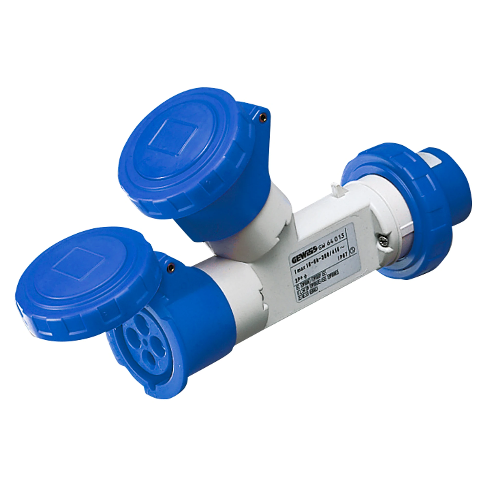 GEWISS GW64012 IEC Zweifachkupplung 230V 16A 9h 5P mit angeformtem Stecker IP67 (img_001)