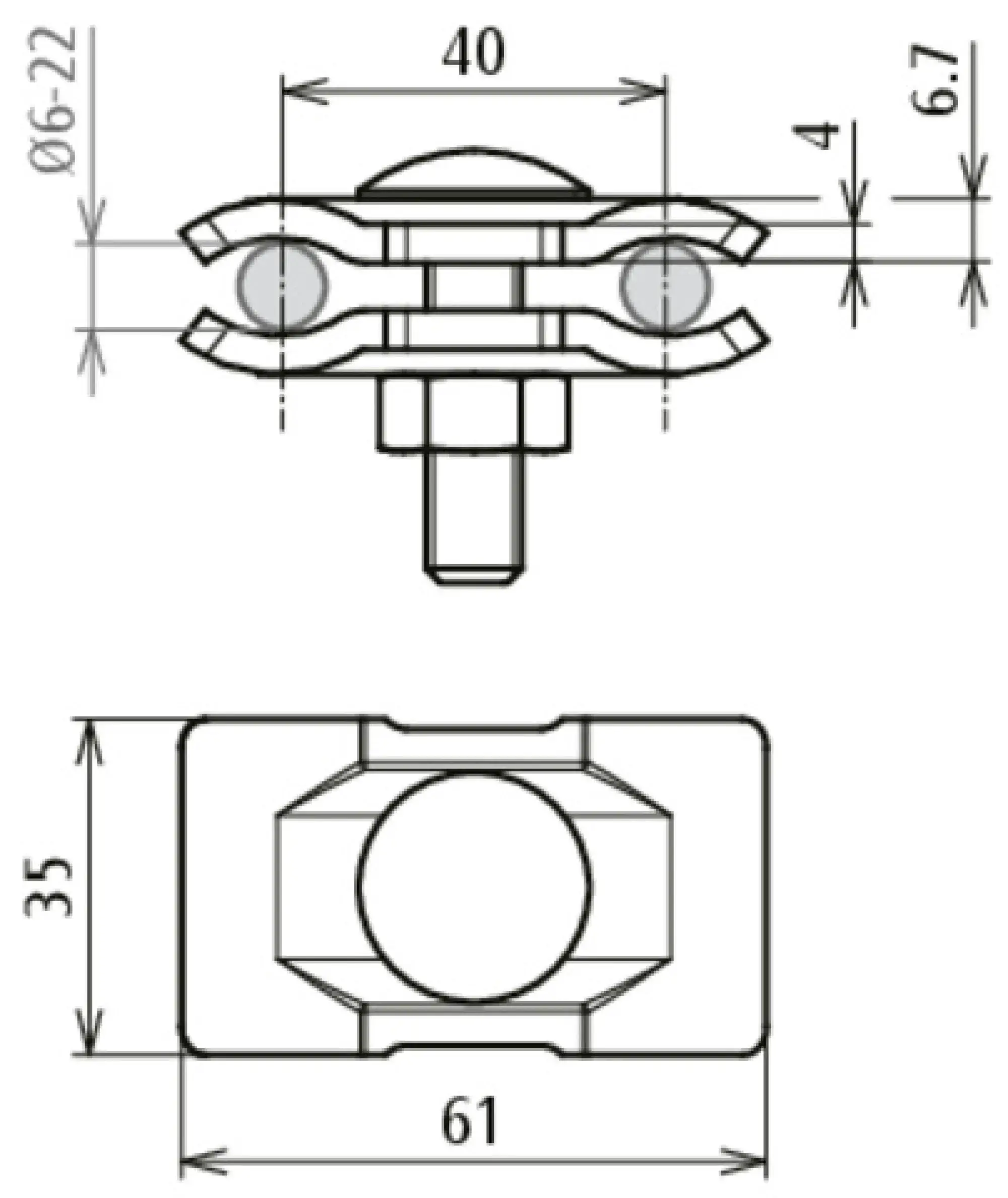 Dehn 306122 Parallel connector St/tZn for Rd 6-22mm (img_004)