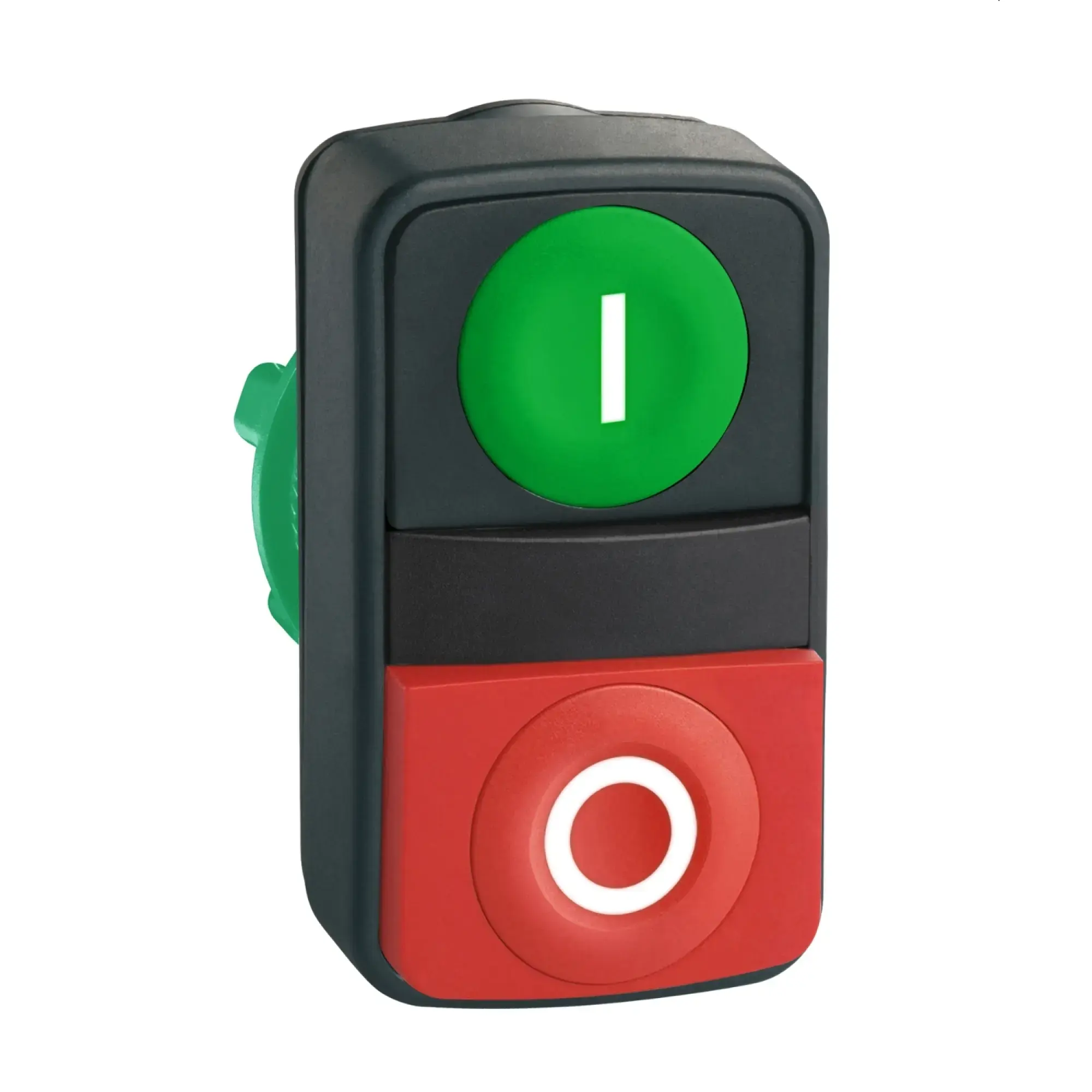 Schneider Electric ZB5AW7L3740 Double push button, front element, Harmony XB5, plastic, 22mm, green, red prominent, unlabelled, illuminated (img_002)