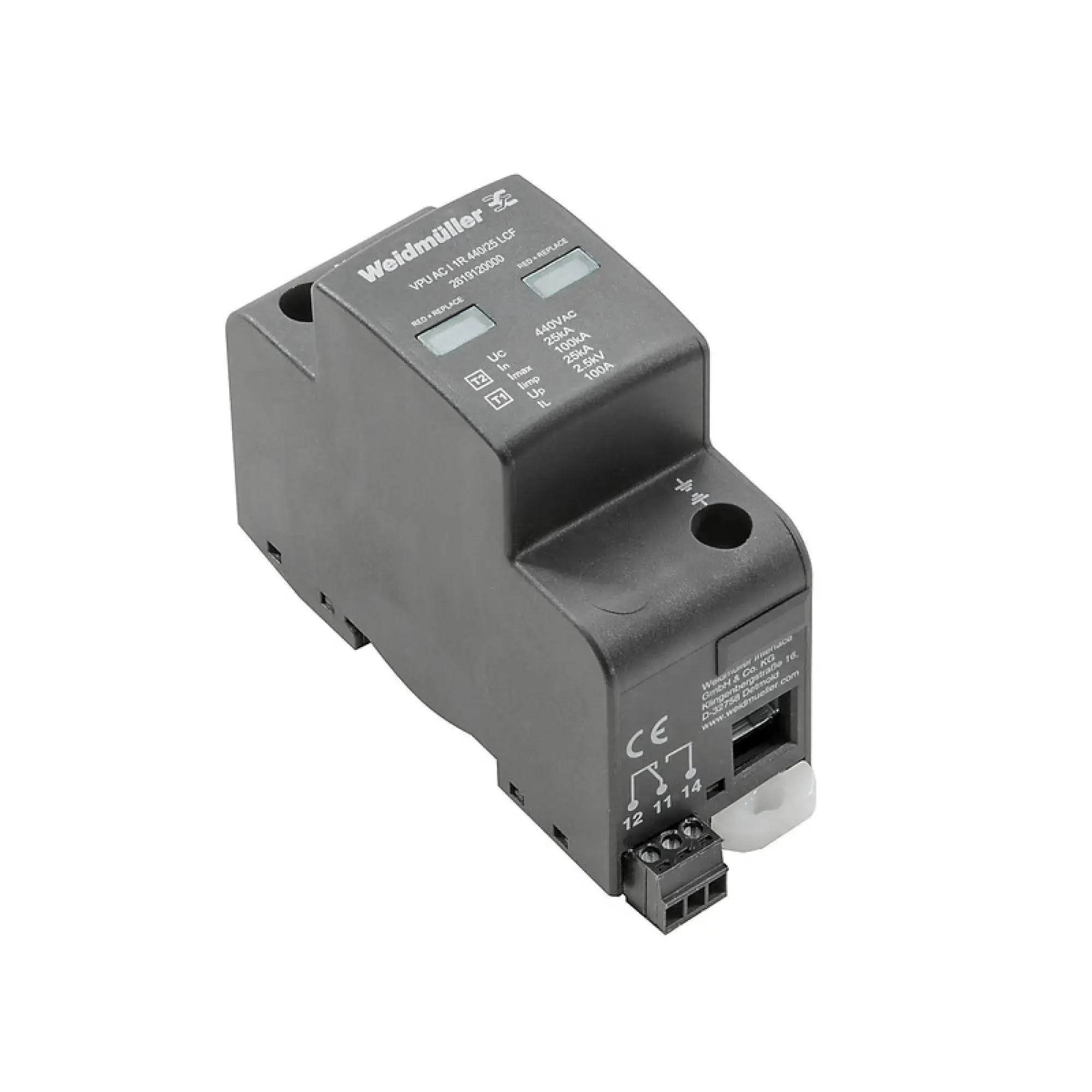 Weidmüller 2619120000 Surge voltage arrester (power supply systems), Surge protection, with remote contact, Type I + II, Low voltage network: Single-phase, TN, I, II, IV, (img_001) Weidmüller 2619120000 Surge voltage arrester (power supply systems), Surge protection, with remote contact, Type I + II, Low voltage network: Single-phase, TN, I, II, IV, (img_001)