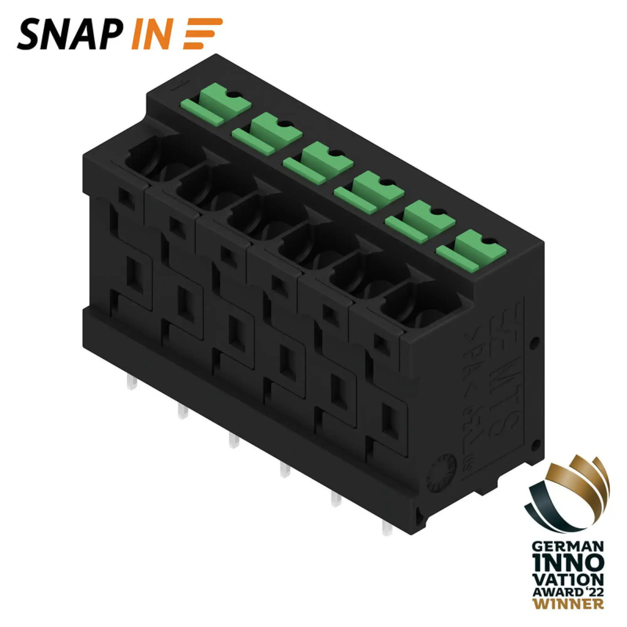 Weidmüller 2913750000 PCB terminal, 320 V, 32 A, Pitch in mm: 5.00, 4 mm², Number of poles: 6, SNAP IN, THT solder connection, 180°, Tube (img_001)