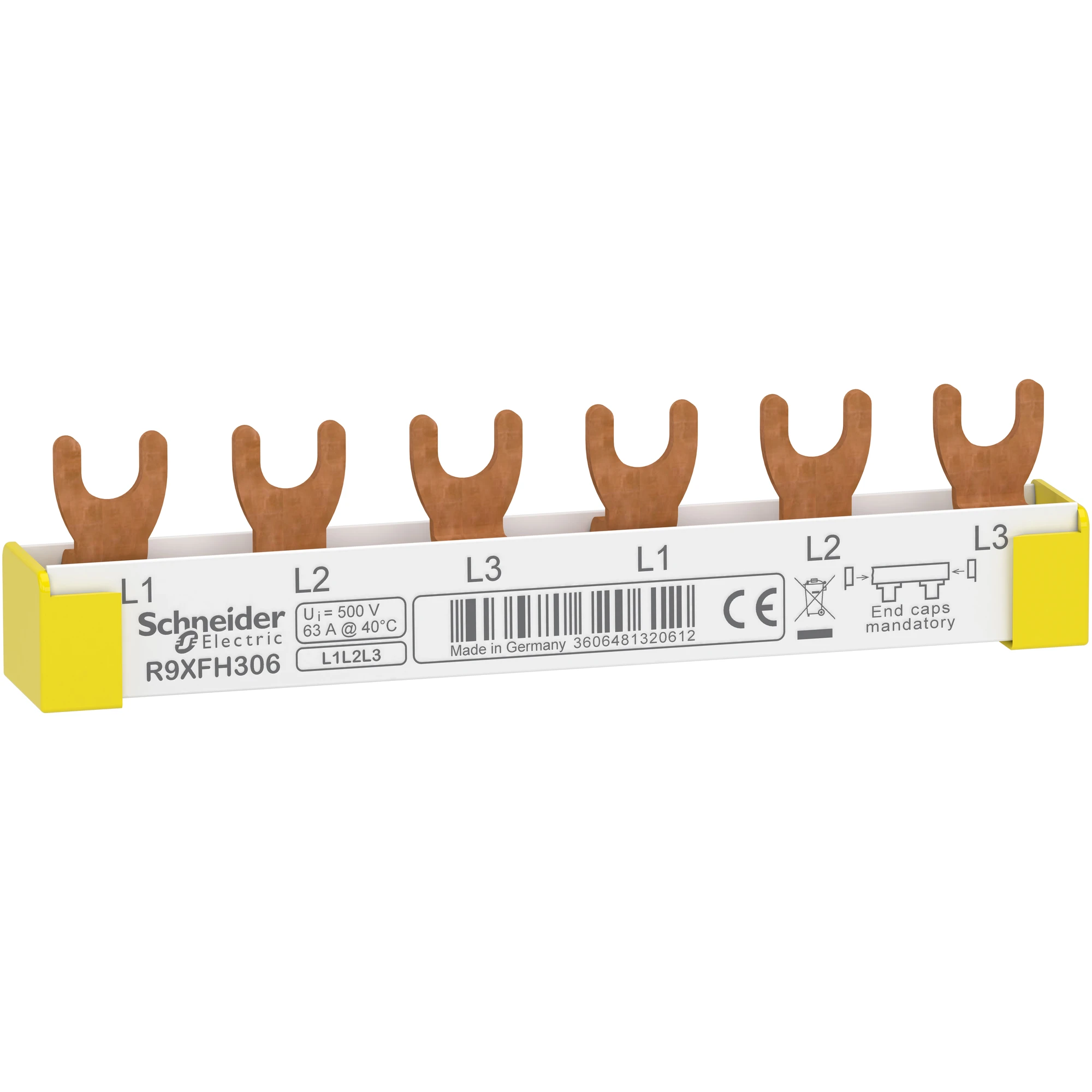 Schneider Electric R9XFH306 Resi9 Busbar Fork, 3P, 6 TE, 63A, cuttable (img_001) Schneider Electric R9XFH306 Resi9 Busbar Fork, 3P, 6 TE, 63A, cuttable (img_001)