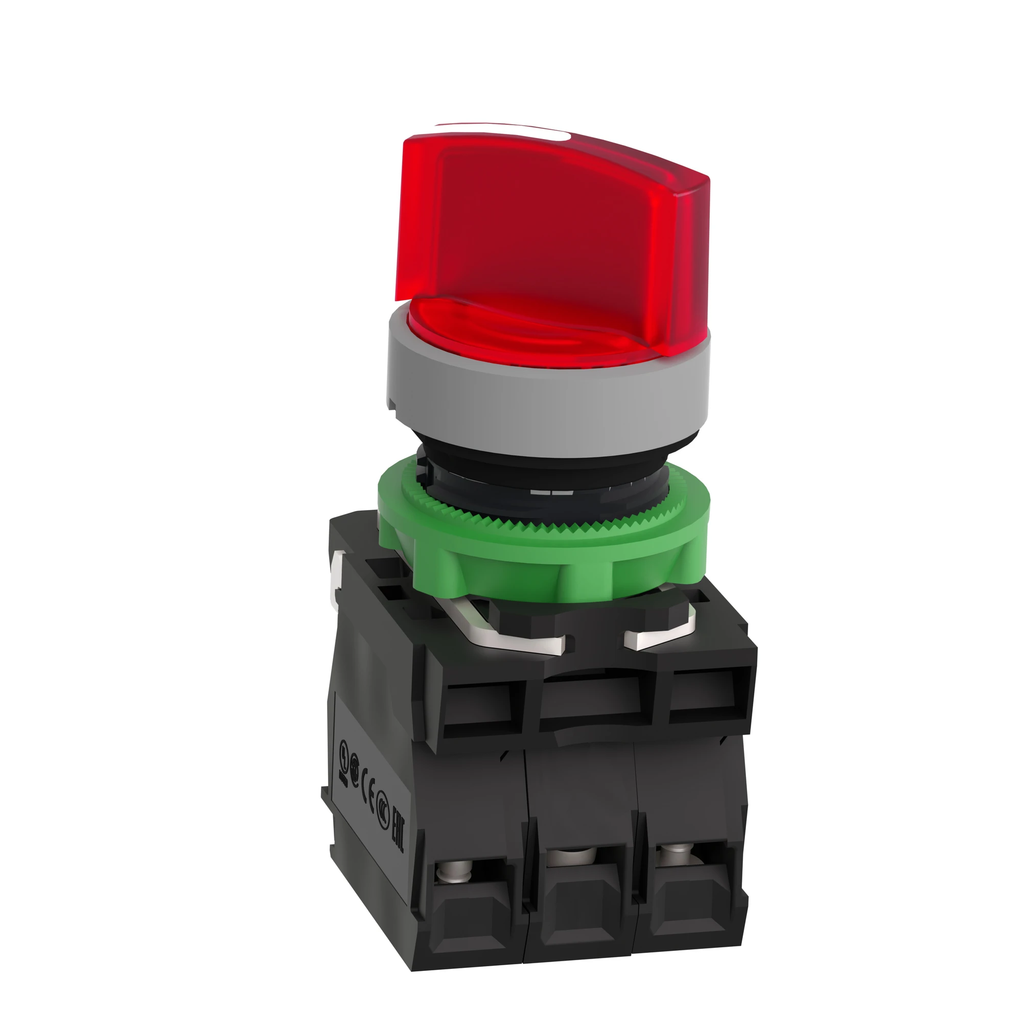 Schneider Electric XB5AK124B5C0 Illuminated Selector Switch, Harmony XB5, Plastic, Light Grey, Red, 22mm, Universal LED, 2 Positions, 1NO + 1NC, 24V AC/DC (img_005)