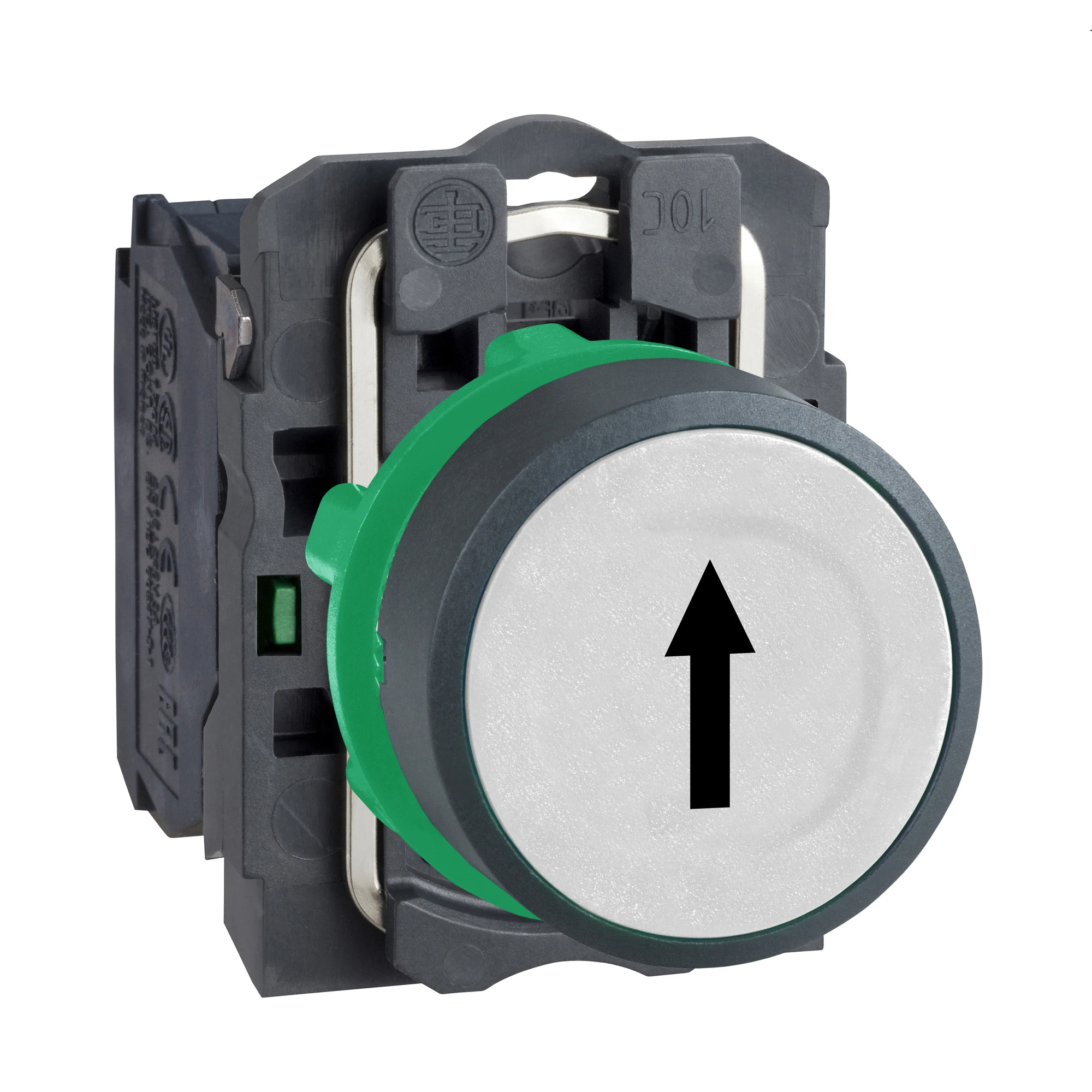 Schneider Electric XB5AA3341 Pushbutton, Harmony XB5, plastic, white, arrow up, 22mm, momentary, 1NO (img_001)