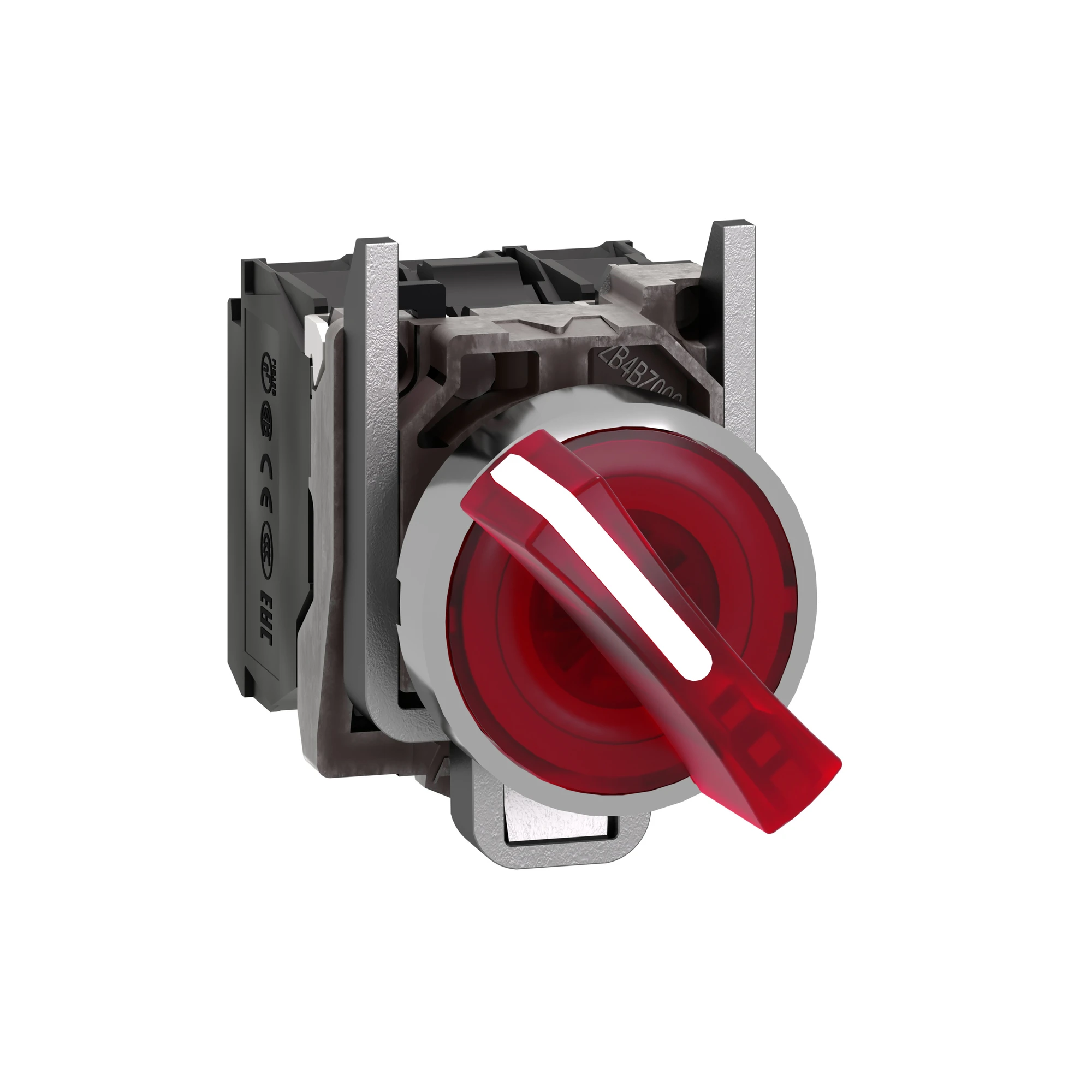 Schneider Electric XB4BK124B5 Illuminated Selector Switch, Harmony XB4, Metal, 22mm, Red, Universal LED, 2 Positions, 1NO+1NC, 24V ACDC (img_001) Schneider Electric XB4BK124B5 Illuminated Selector Switch, Harmony XB4, Metal, 22mm, Red, Universal LED, 2 Positions, 1NO+1NC, 24V ACDC (img_001)