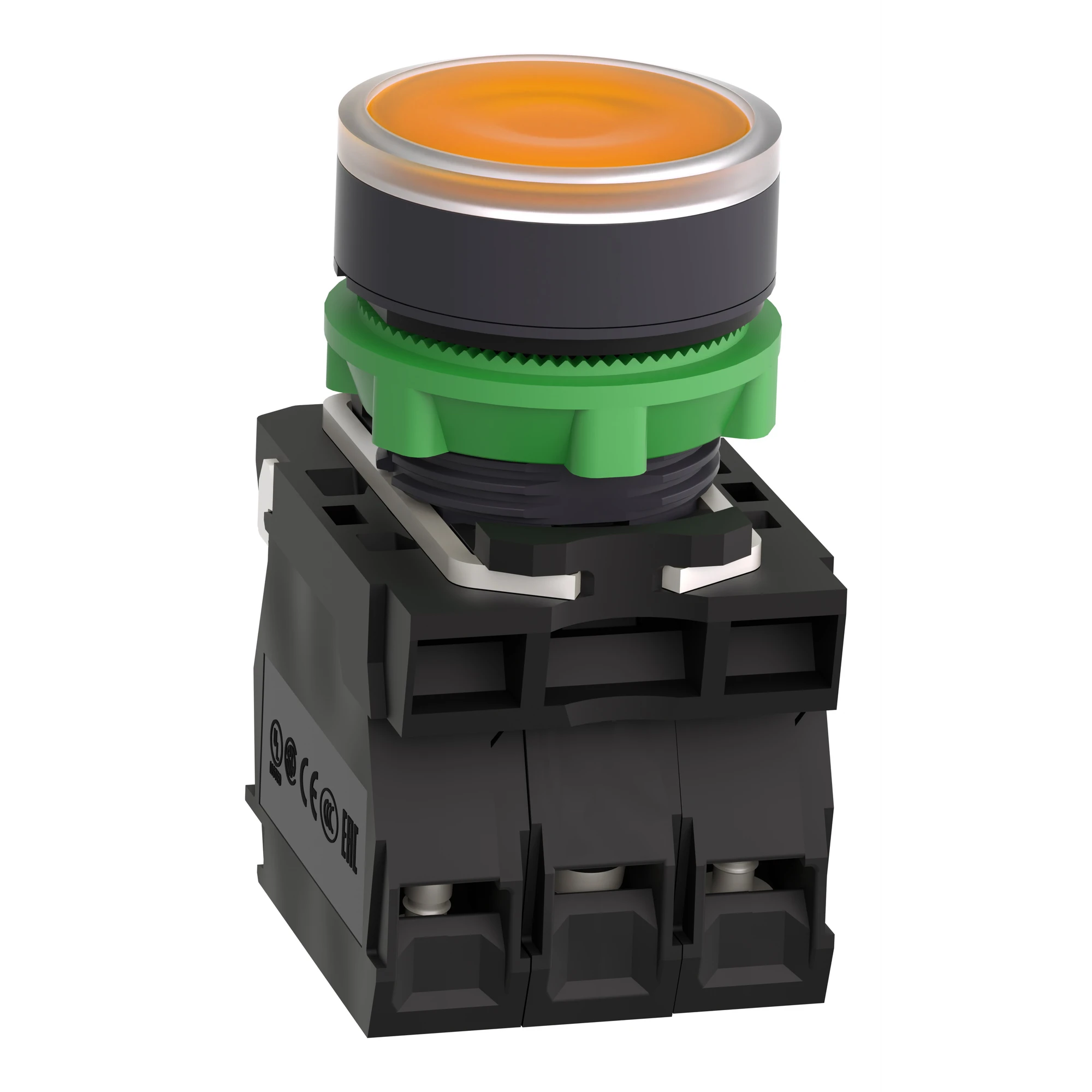 Schneider Electric XB5AW35B5 Illuminated Pushbutton, Harmony XB5, Plastic, Orange, 22mm, Universal LED, Smooth Dome, 1NO + 1NC, 24V ACDC (img_005) Schneider Electric XB5AW35B5 Illuminated Pushbutton, Harmony XB5, Plastic, Orange, 22mm, Universal LED, Smooth Dome, 1NO + 1NC, 24V ACDC (img_005)