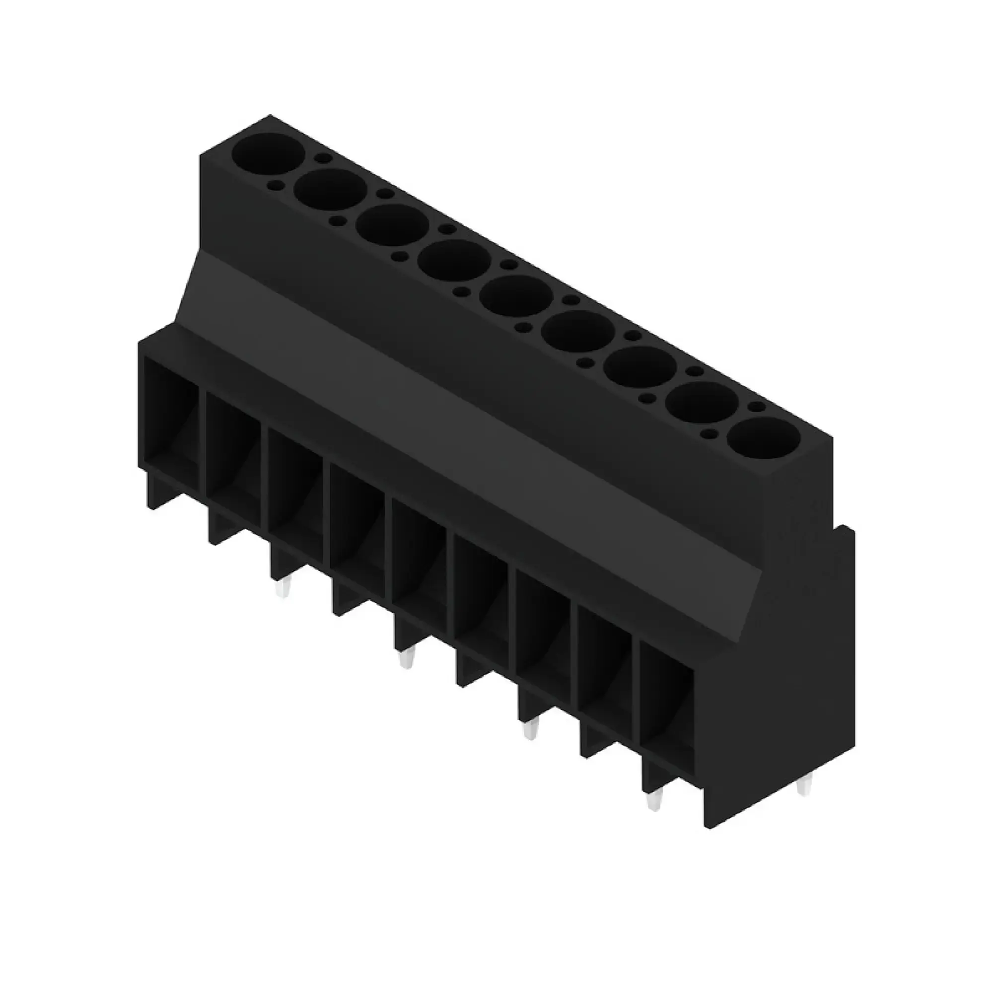 Weidmüller 1356920000 PCB terminal, 1000 V, 32 A, Pitch in mm: 6.35, 6 mm², Number of poles: 9, Clamping yoke connection, THT solder connection, 90°, Box (img_001)