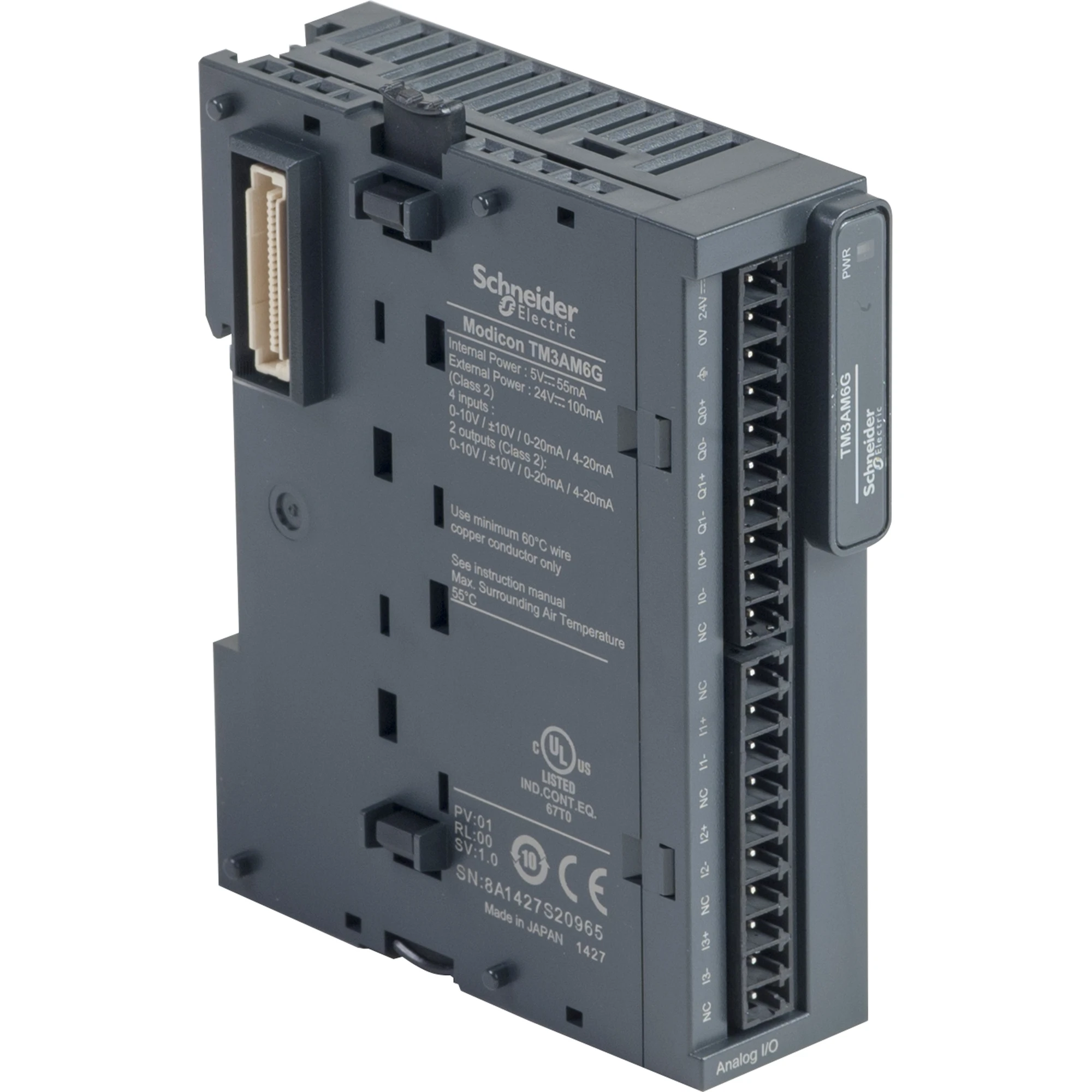 Schneider Electric TM3AM6G Analog Input/Output Module, Modicon TM3, 4 Inputs / 2 Outputs, Voltage / Current, 12 Bit Resolution, Spring Clamp Terminals (img_001)