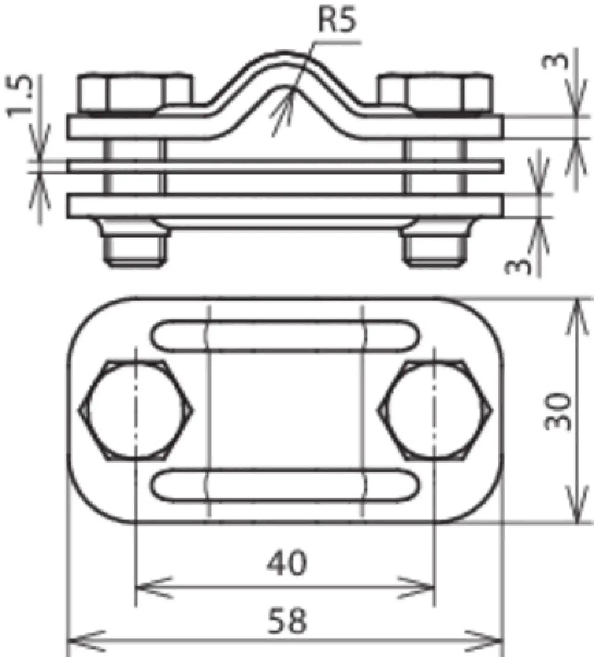 Dehn 460557 Bimetallic UNI disconnecting clamp Cu-St/tZn for Rd 8-10mm/Fl 30mm (img_002)