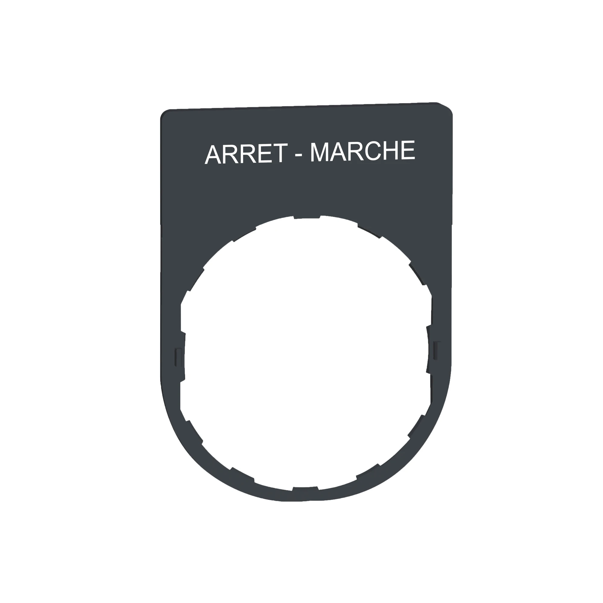 Schneider Electric ZBYP2166 Label Holder 30x40mm, with ARRET-MARCHE inscription, for Harmony 22mm (img_001) Schneider Electric ZBYP2166 Label Holder 30x40mm, with ARRET-MARCHE inscription, for Harmony 22mm (img_001)