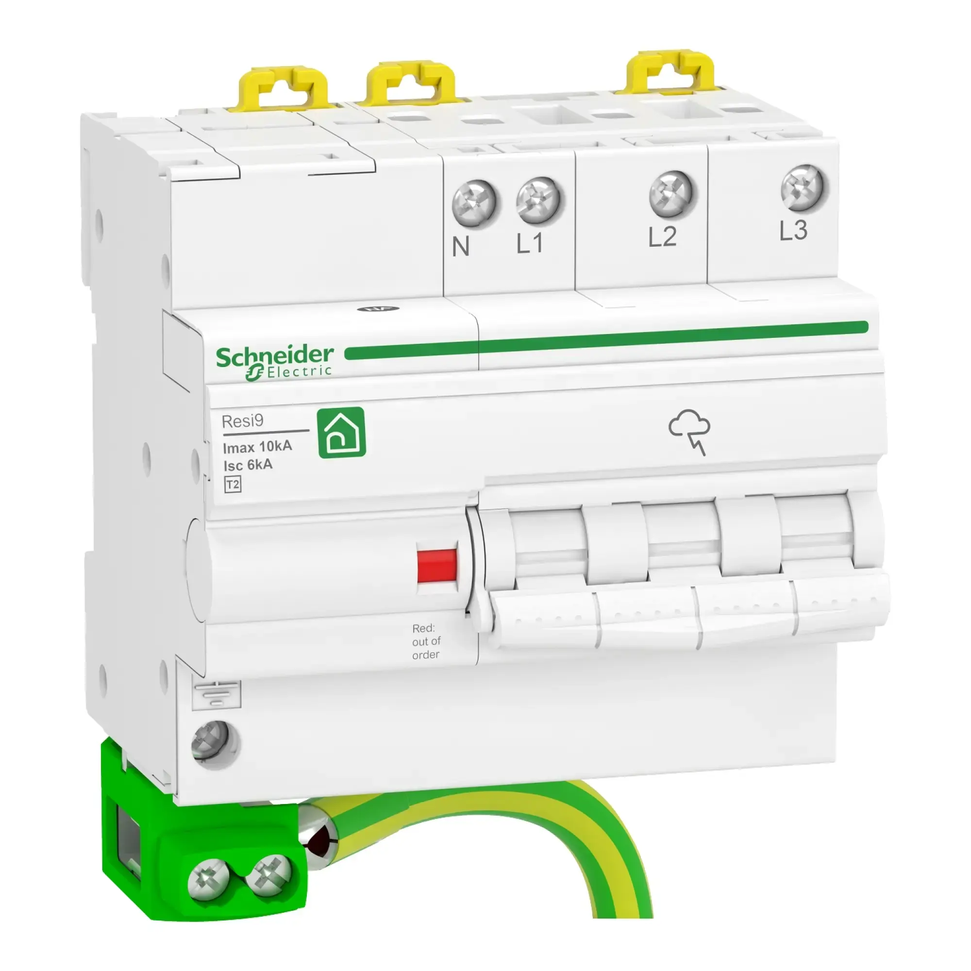 Schneider Electric R9L16710 Surge Protector Resi9, 3P+N, Type 2, Imax 10 kA, with integrated disconnector (img_002) Schneider Electric R9L16710 Surge Protector Resi9, 3P+N, Type 2, Imax 10 kA, with integrated disconnector (img_002)