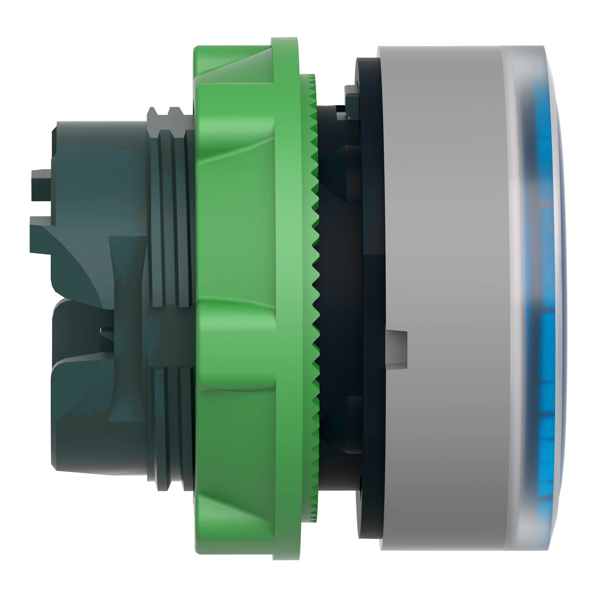 Schneider Electric ZB5AW363SC0 Illuminated pushbutton, front element, Harmony XB5, plastic, 22mm, light gray, blue, for universal LED, ridged dome (img_003)