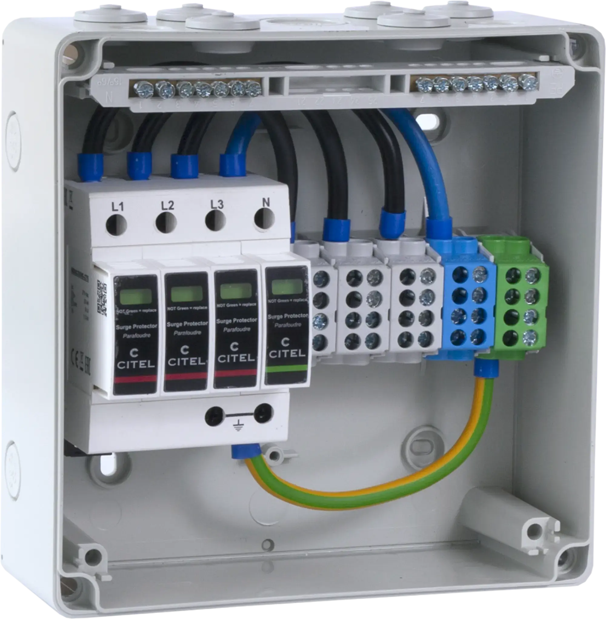 Citel 159144 Anschlusskasten für Hauptstromversorgungen, TT Netz, mit SPD Typ 2+3 (img_001)