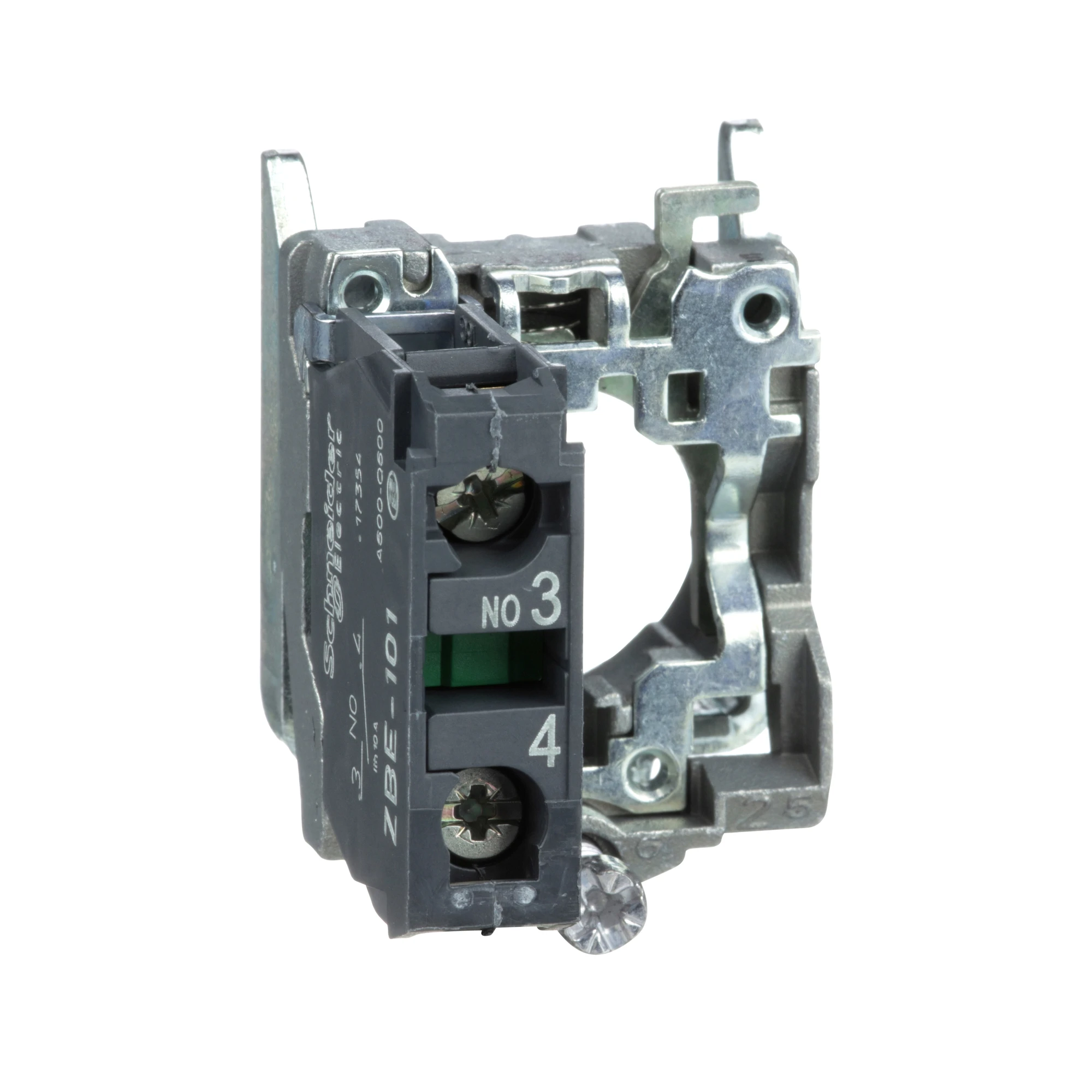 Schneider Electric ZB4BZ101 Auxiliary contact block with mounting flange, Harmony XB4, metal, 22mm, 30mm, 1S, screw terminal (img_001)