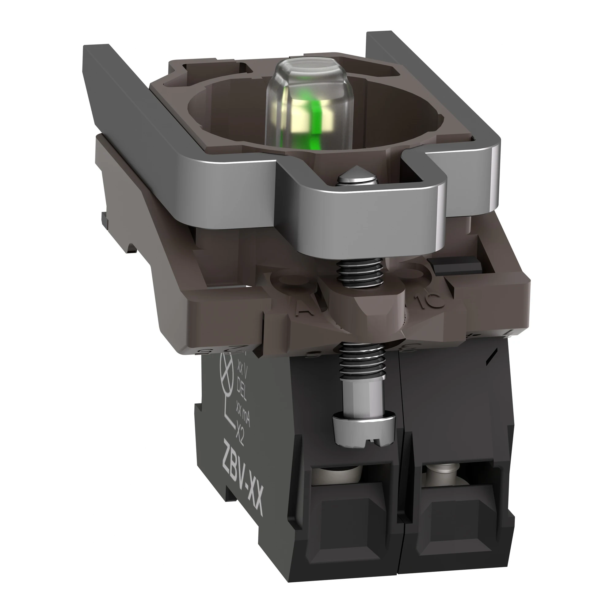 Schneider Electric ZB4BW0G11 Auxiliary contact block with mounting flange, Harmony XB4, metal, white, universal LED, 1S, 110-120V AC (img_002) Schneider Electric ZB4BW0G11 Auxiliary contact block with mounting flange, Harmony XB4, metal, white, universal LED, 1S, 110-120V AC (img_002)