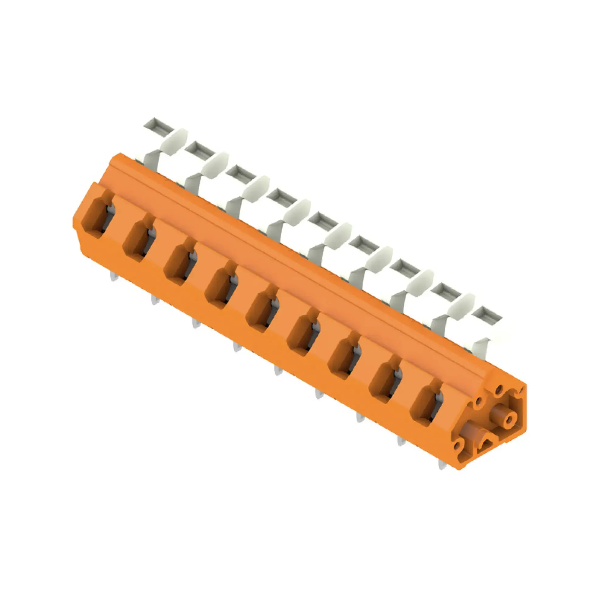 Weidmüller 1953080000 PCB terminal, 800 V, 24 A, Pitch in mm: 7.50, 2.5 mm², Number of poles: 9, Tension clamp connection with actuator, THT solder connection, 135°, Box (img_001)