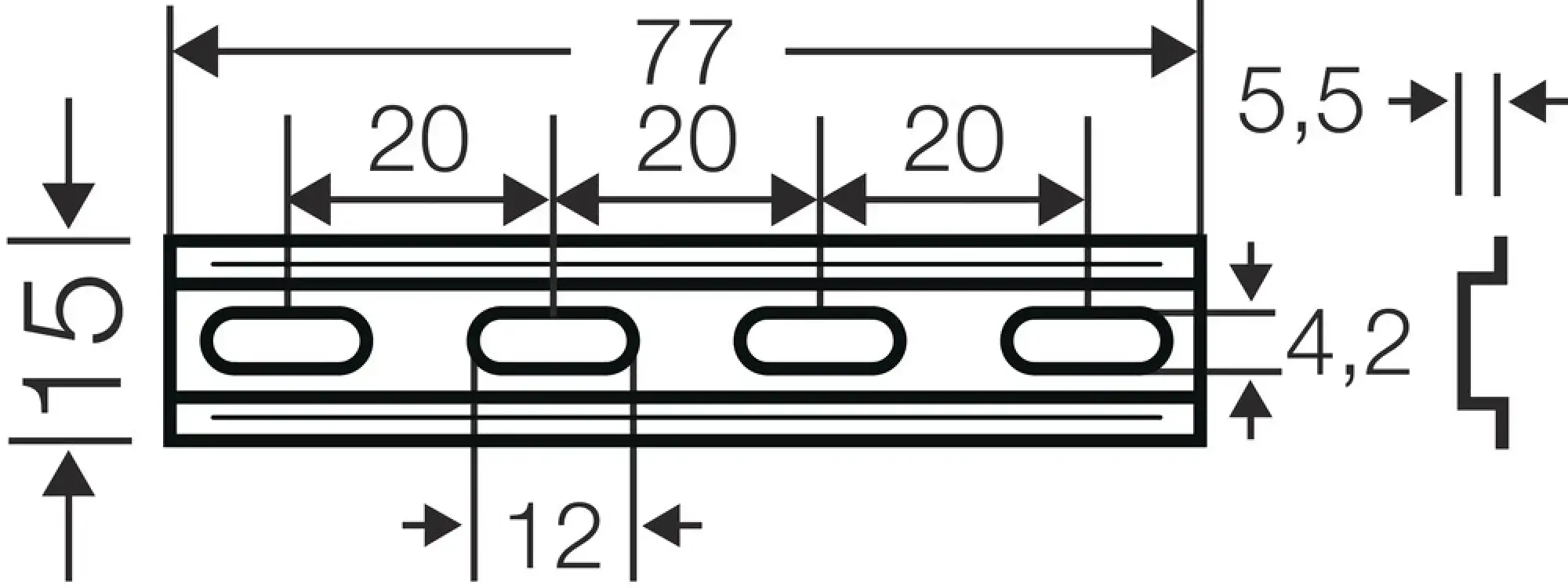 Hensel 62000123 Tragschiene 77 mm, für DK / KF / EB 04.... DK TS 04 (img_003) Hensel 62000123 Tragschiene 77 mm, für DK / KF / EB 04.... DK TS 04 (img_003)